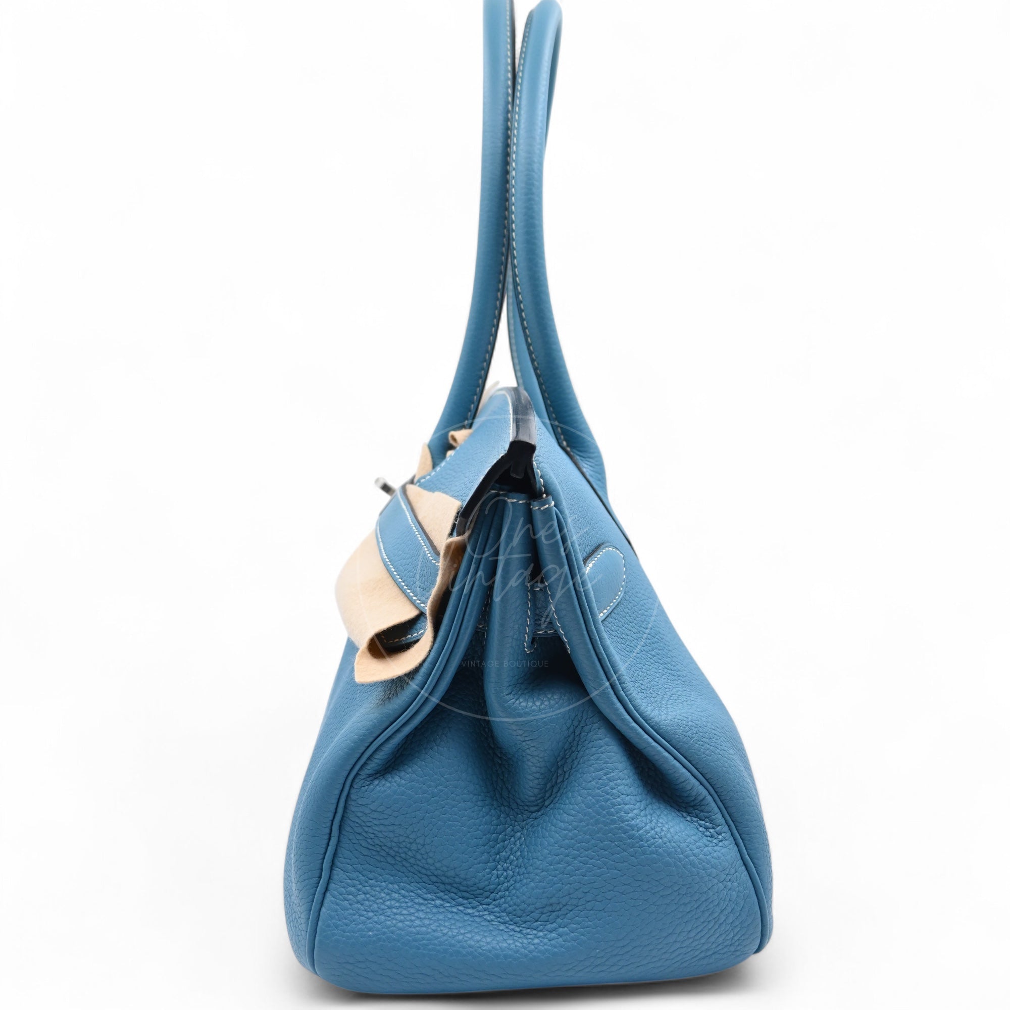 [Pre-owned] Hermes Shoulder Birkin Denim Blue Togo PHW Stamp Square M