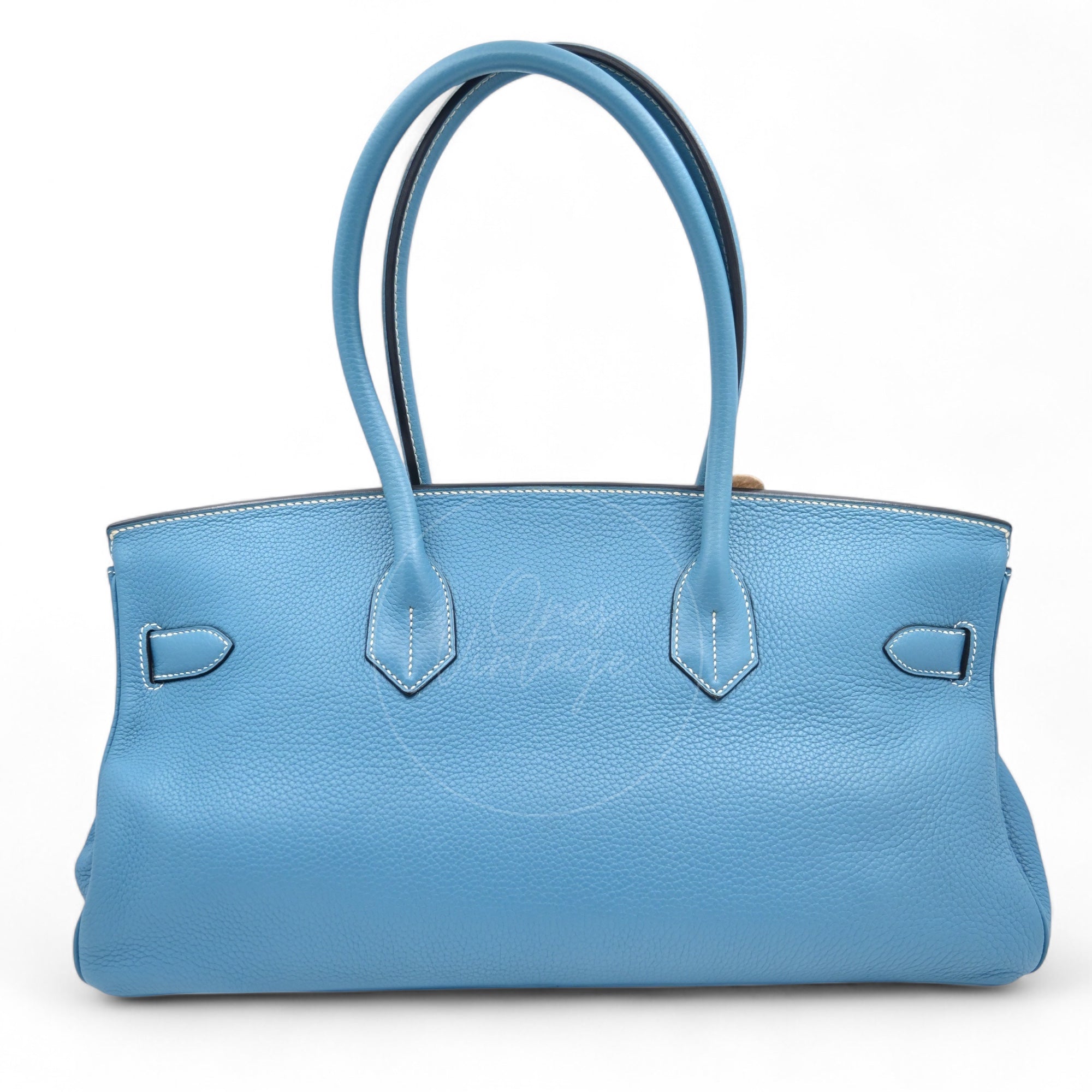 [Pre-owned] Hermes Shoulder Birkin Denim Blue Togo PHW Stamp Square M