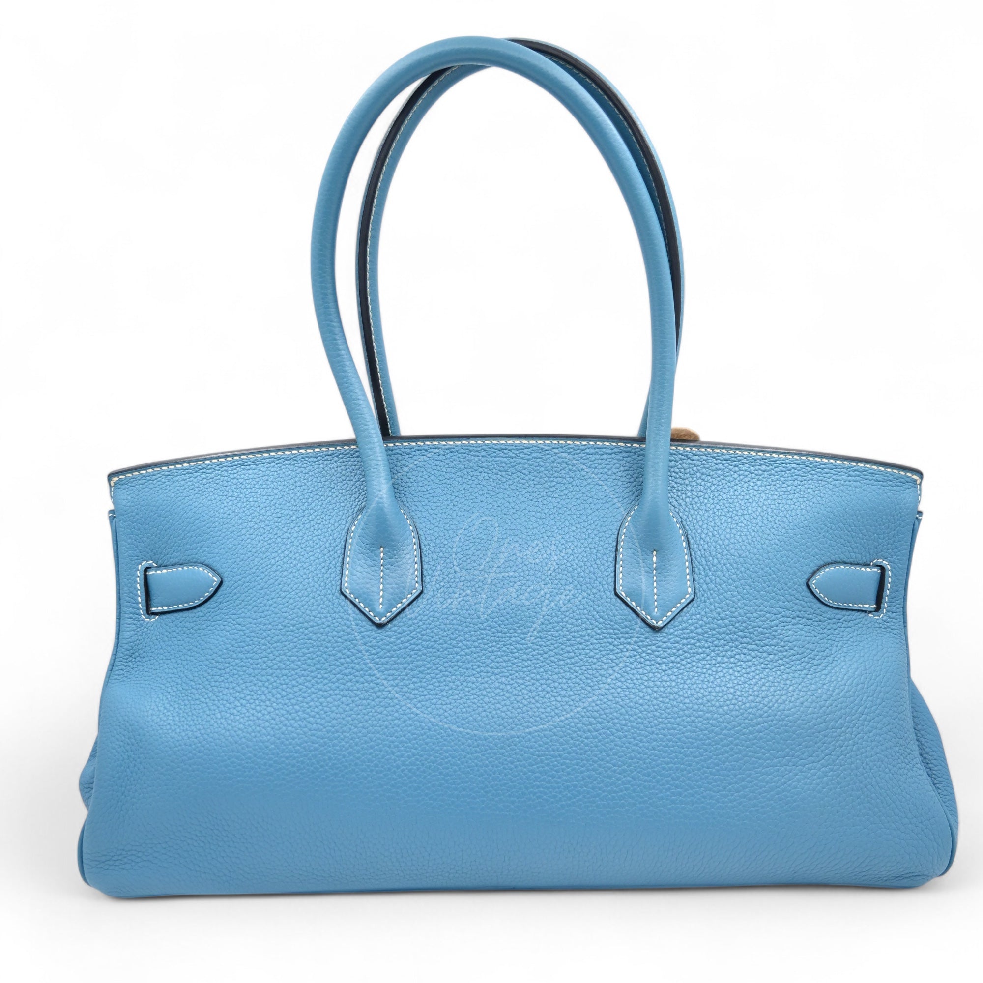 [Pre-owned] Hermes Shoulder Birkin Denim Blue Togo PHW Stamp Square M