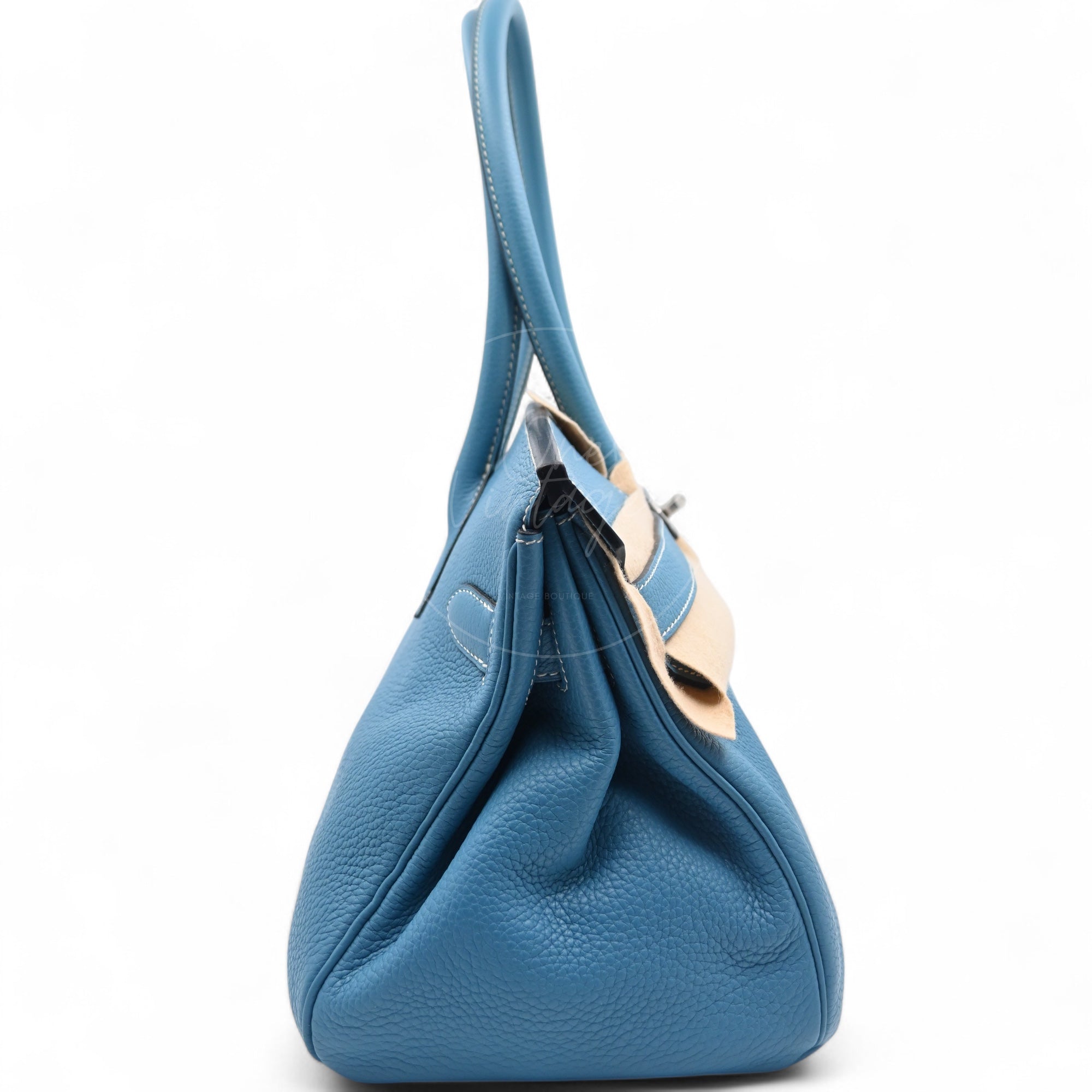 [Pre-owned] Hermes Shoulder Birkin Denim Blue Togo PHW Stamp Square M