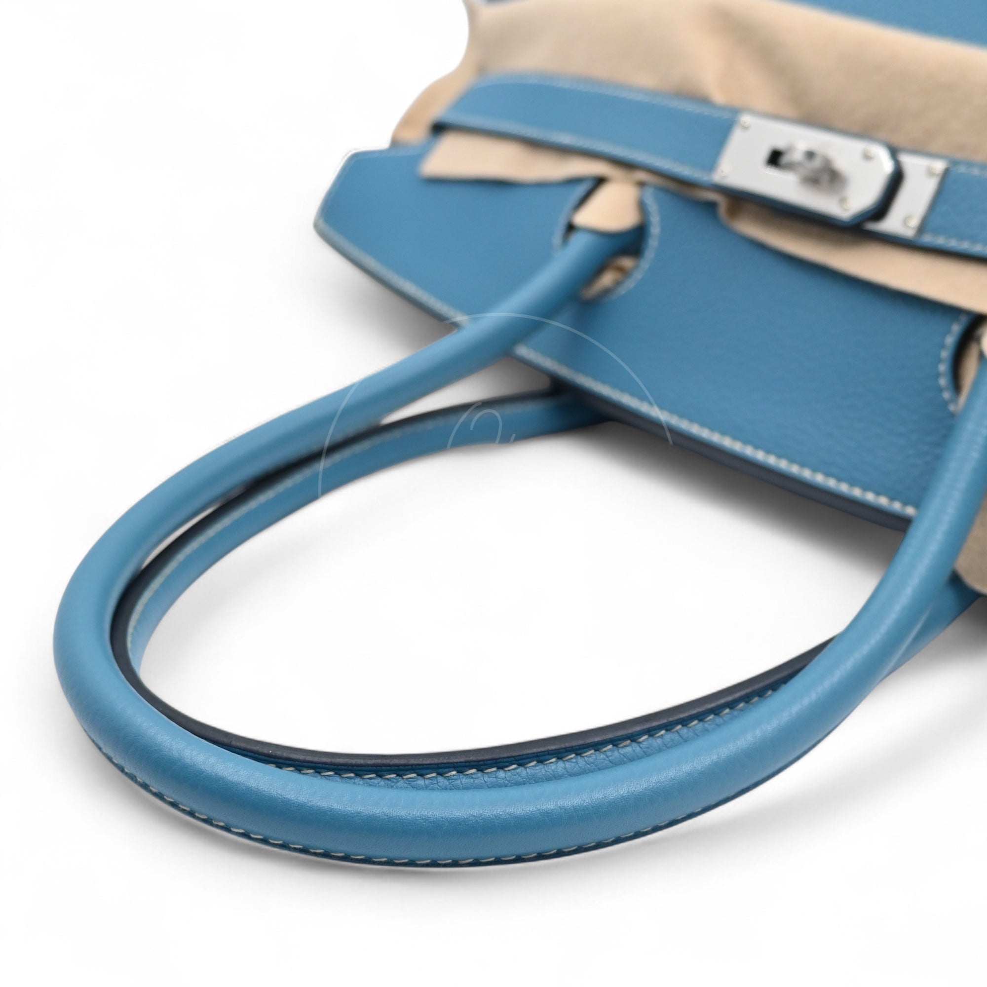 [Pre-owned] Hermes Shoulder Birkin Denim Blue Togo PHW Stamp Square M