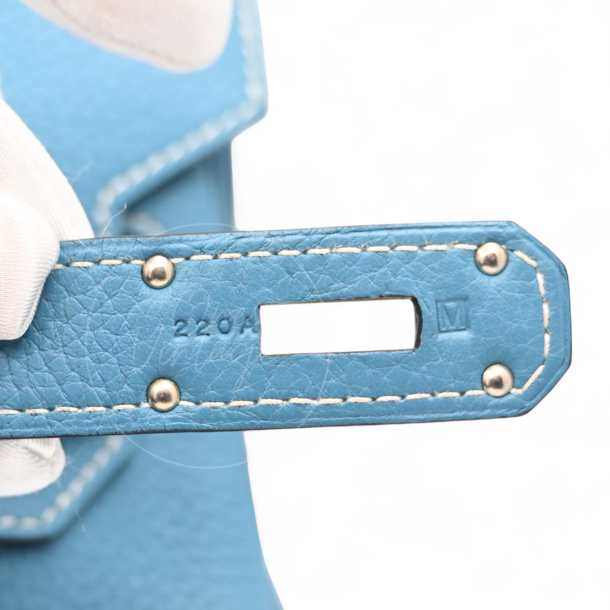 [Pre-owned] Hermes Shoulder Birkin Denim Blue Togo PHW Stamp Square M