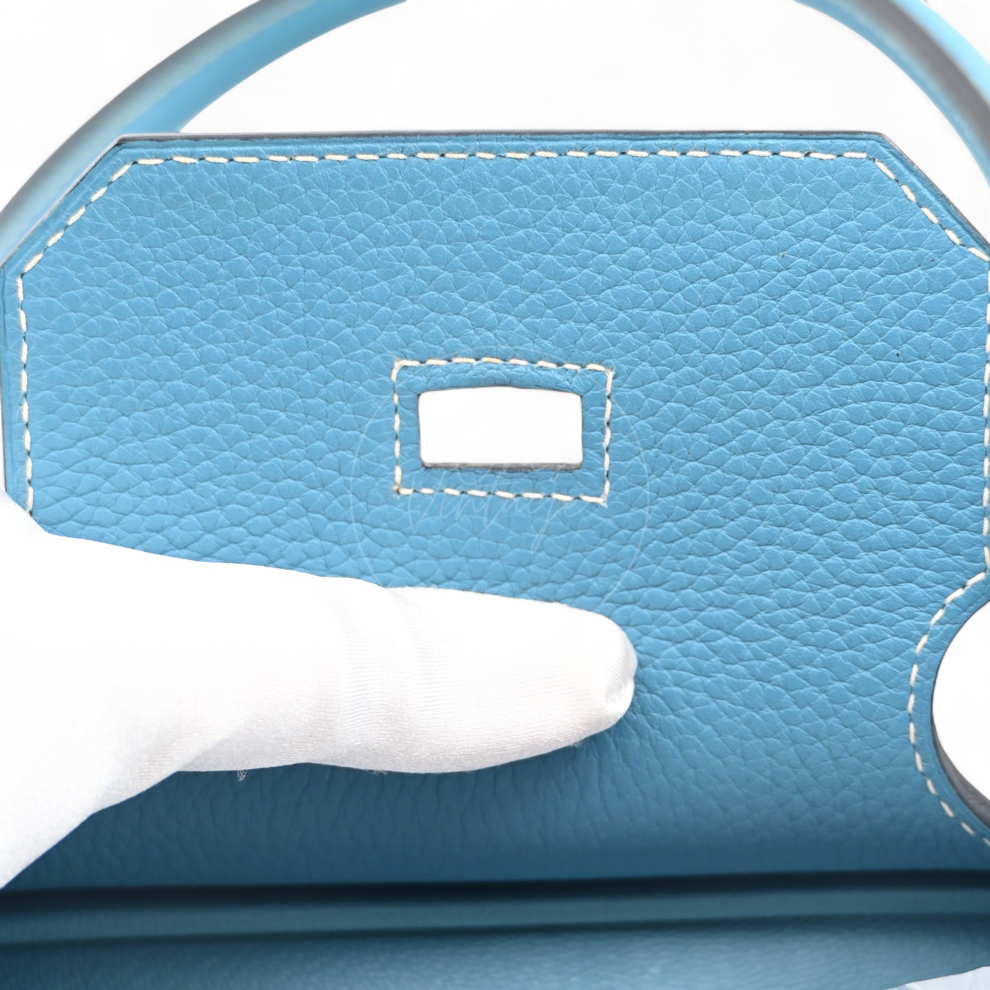 [Pre-owned] Hermes Shoulder Birkin Denim Blue Togo PHW Stamp Square M