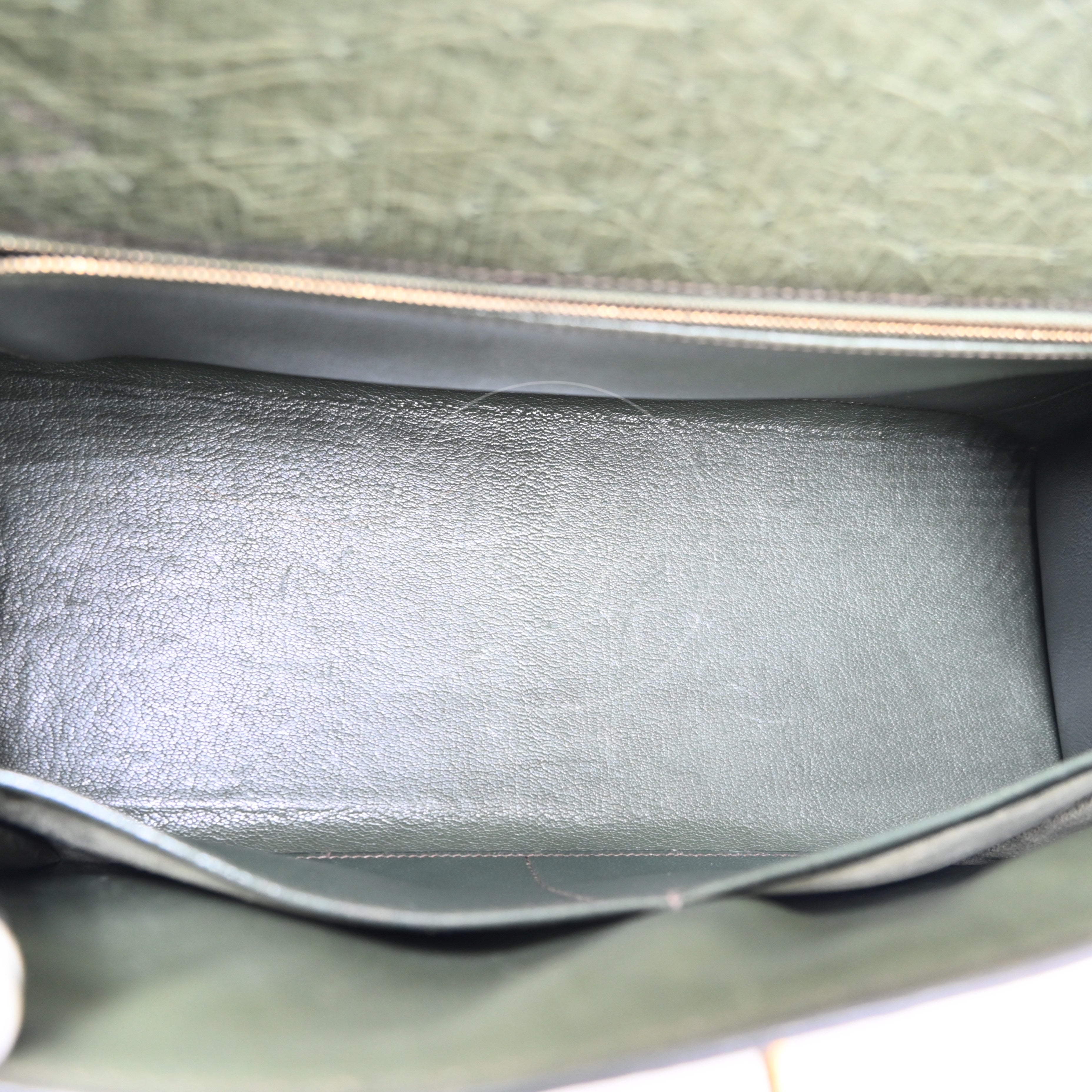 Hermes Kelly Sellier 32 Ostrich Leather GHW Olive Parchemin Circle Y