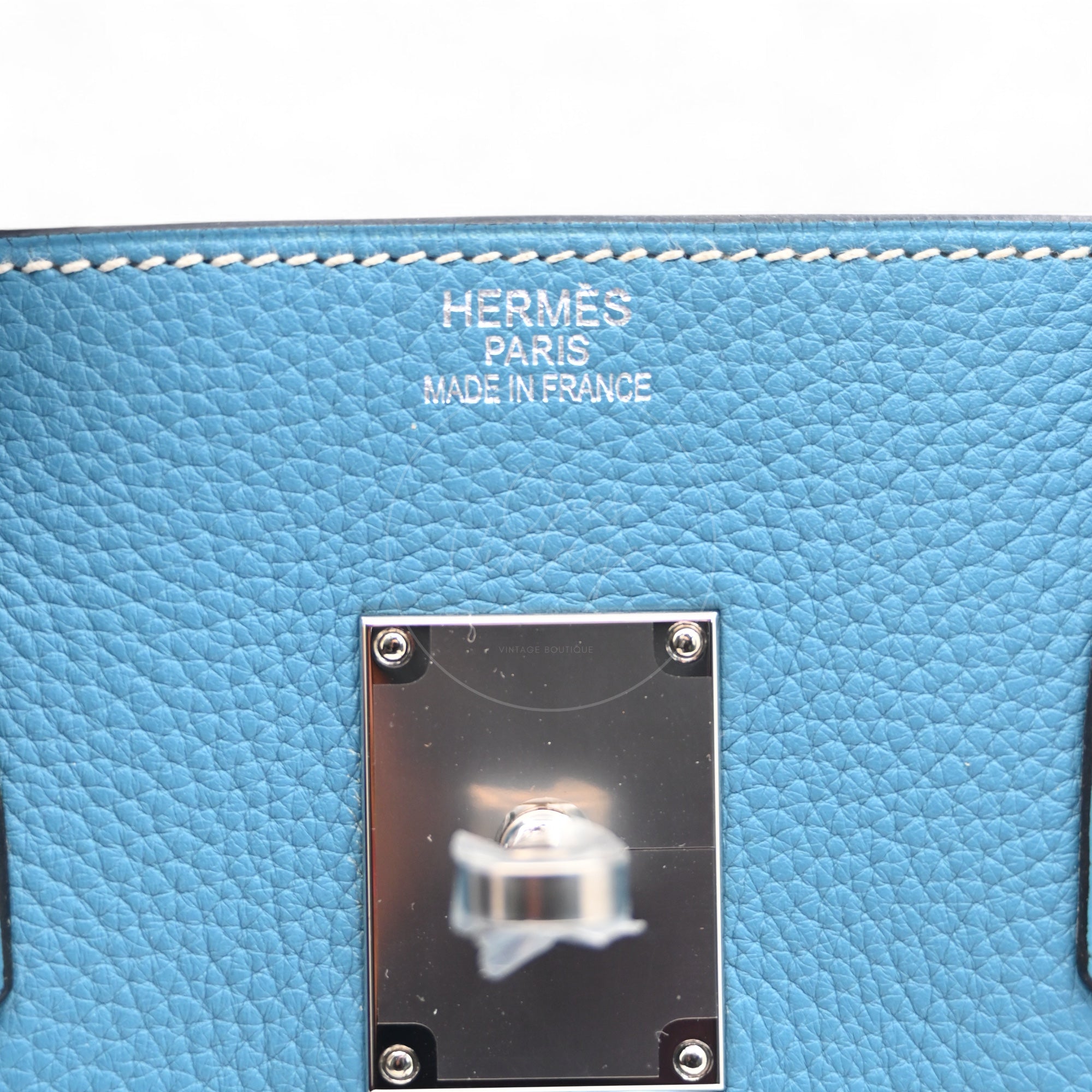 [Pre-owned] Hermes Shoulder Birkin Denim Blue Togo PHW Stamp Square M