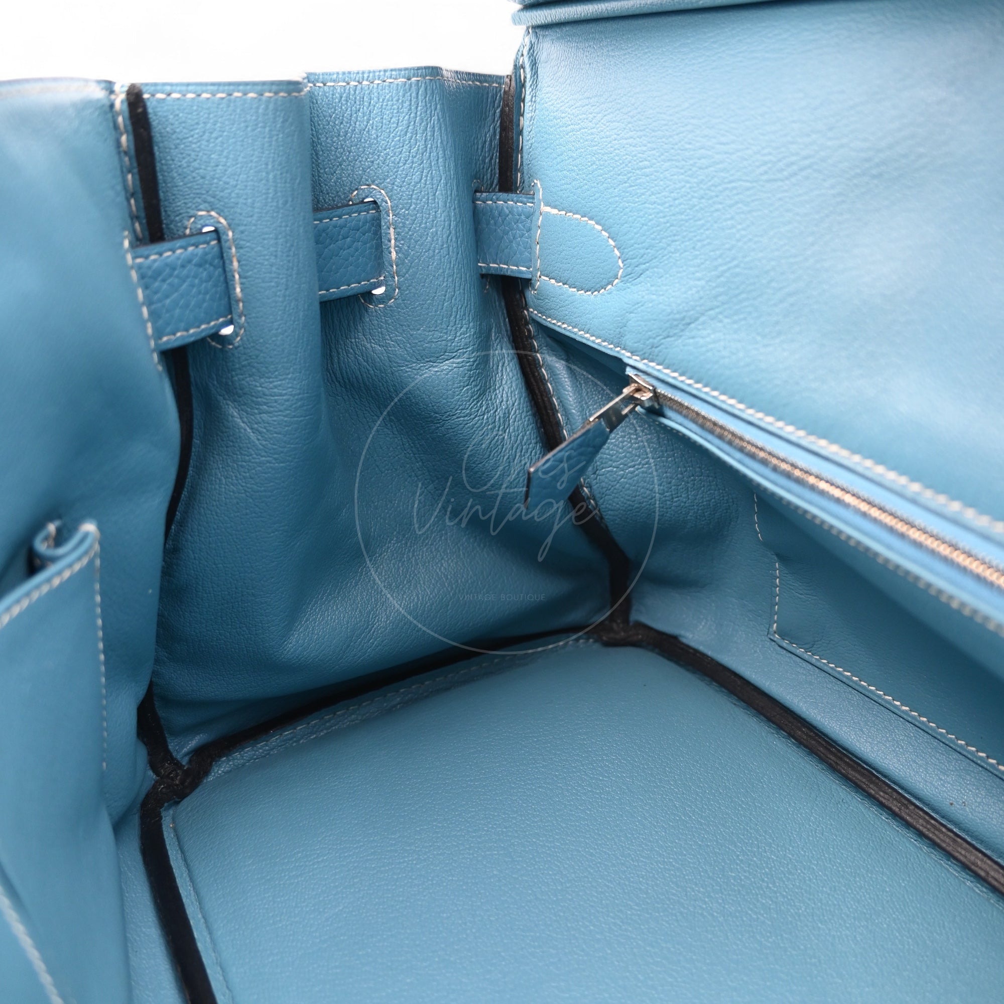[Pre-owned] Hermes Shoulder Birkin Denim Blue Togo PHW Stamp Square M