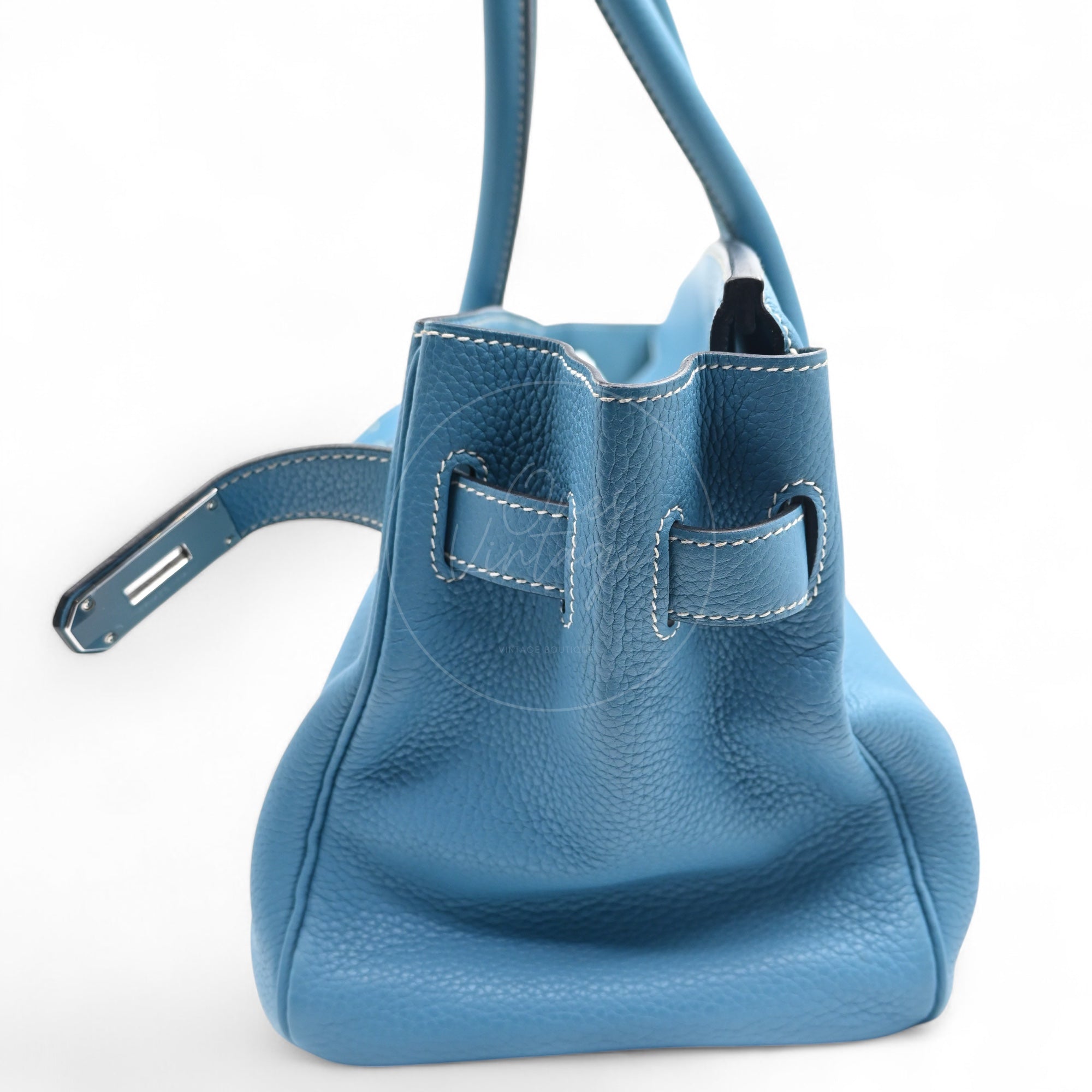 [Pre-owned] Hermes Shoulder Birkin Denim Blue Togo PHW Stamp Square M