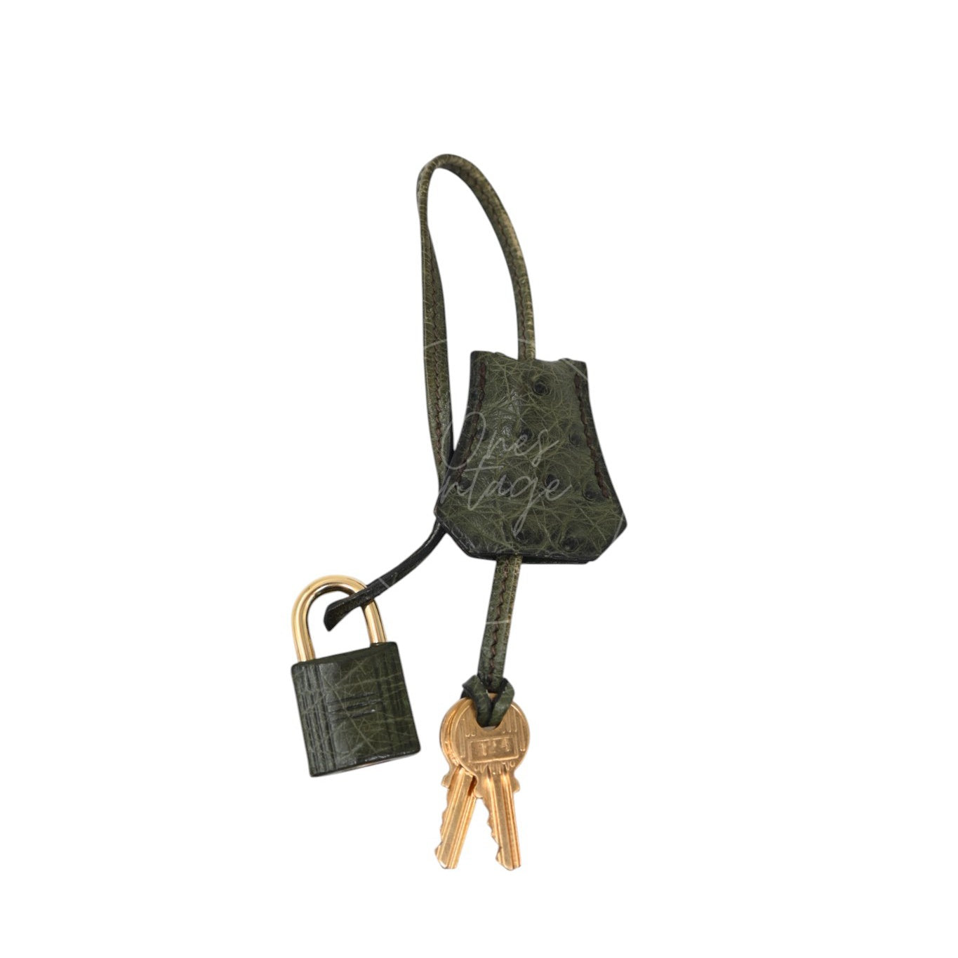 Hermes Kelly Sellier 32 Ostrich Leather GHW Olive Parchemin Circle Y