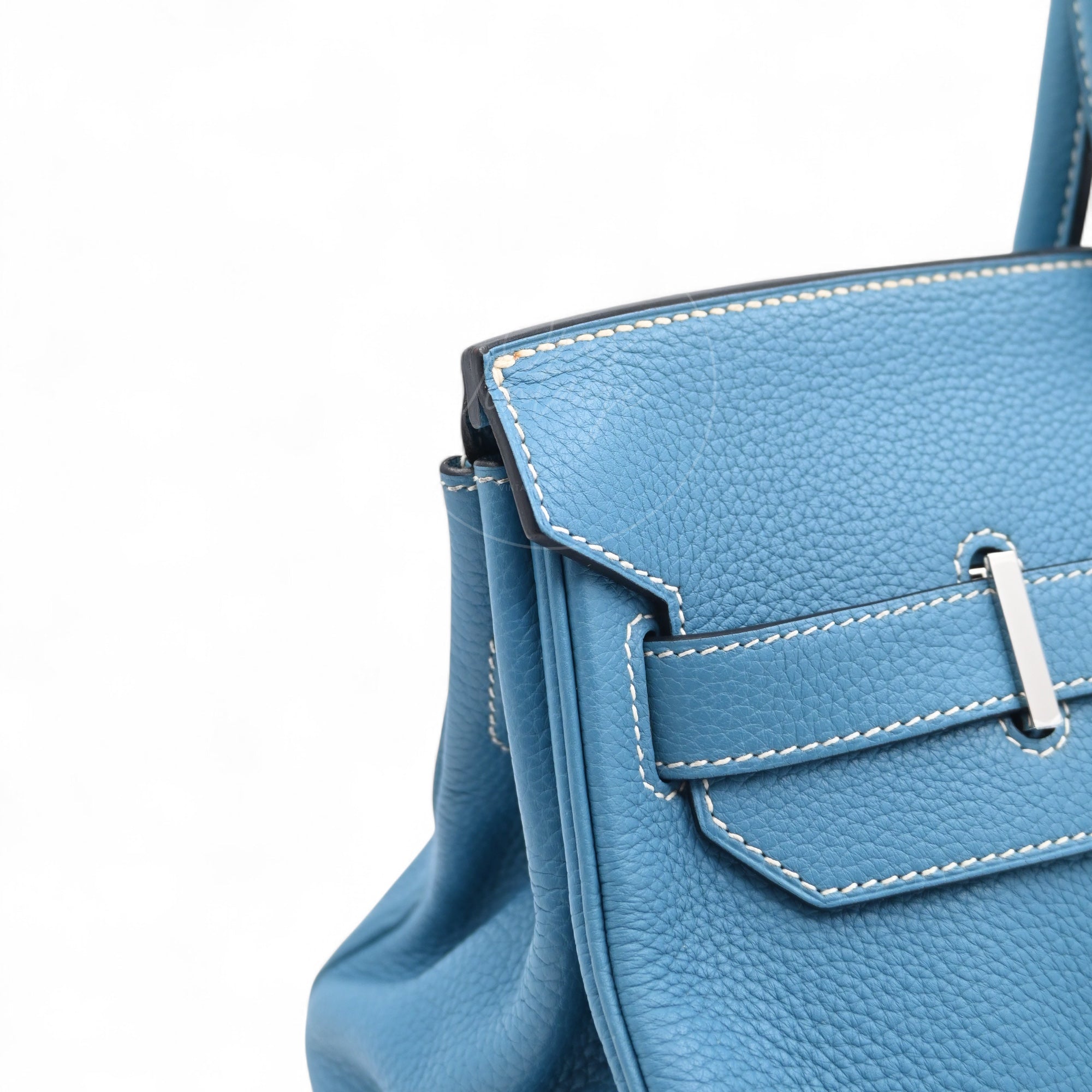 [Pre-owned] Hermes Shoulder Birkin Denim Blue Togo PHW Stamp Square M