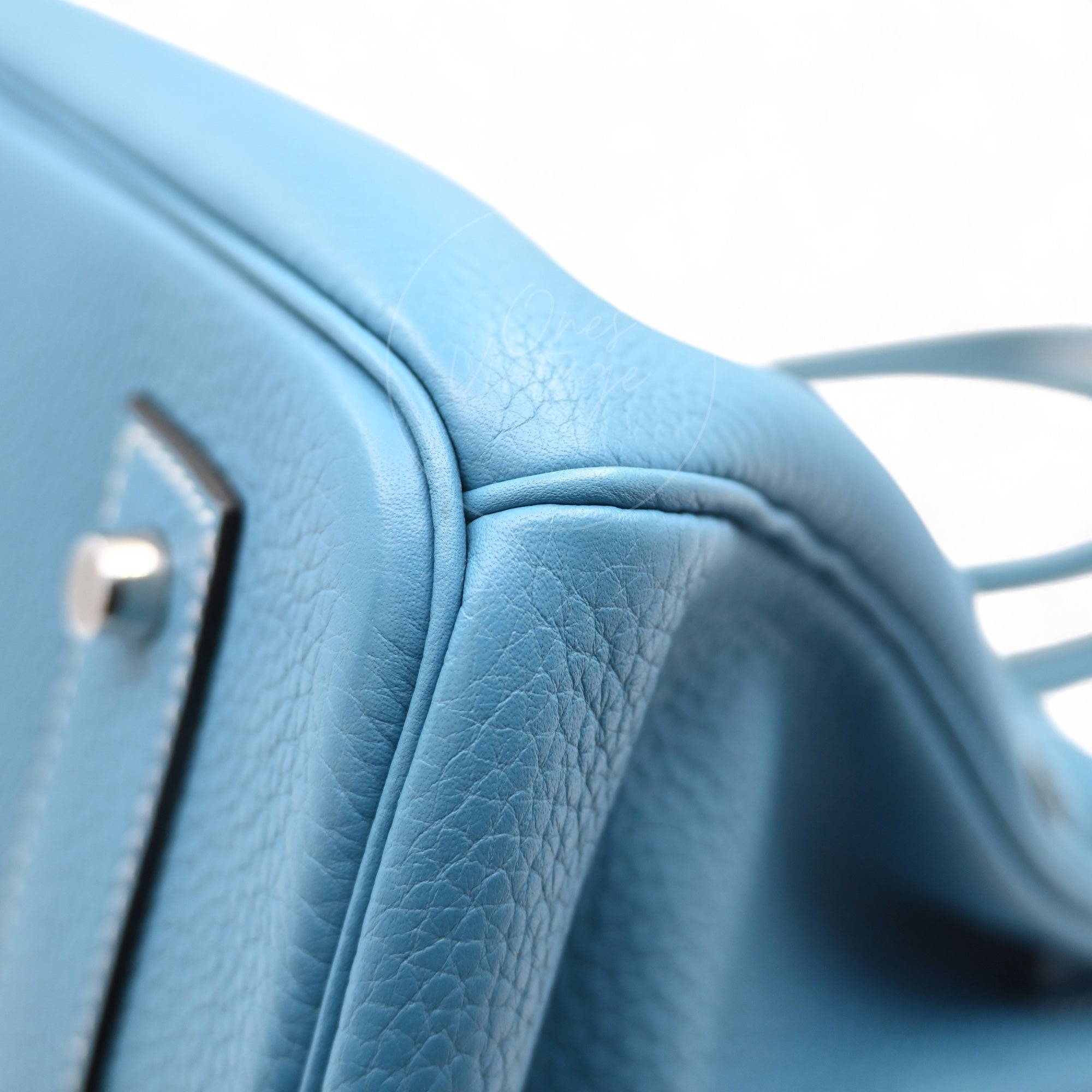 [Pre-owned] Hermes Shoulder Birkin Denim Blue Togo PHW Stamp Square M