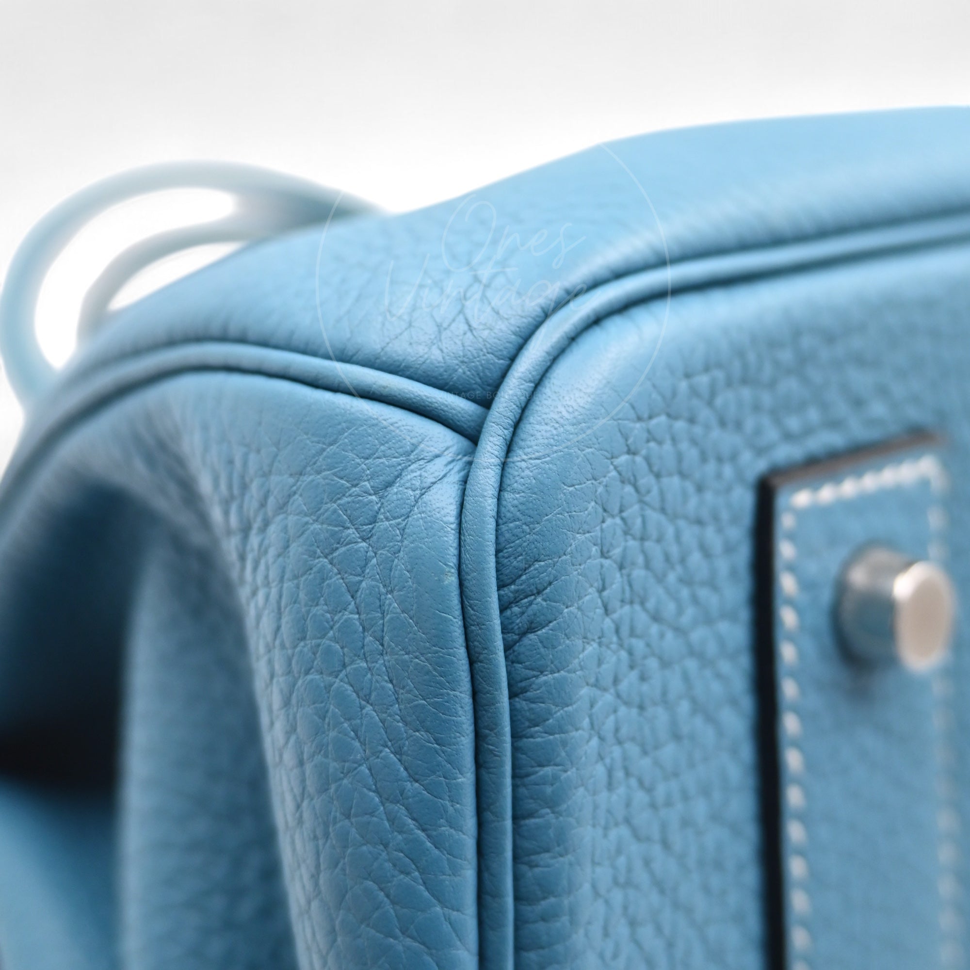 [Pre-owned] Hermes Shoulder Birkin Denim Blue Togo PHW Stamp Square M