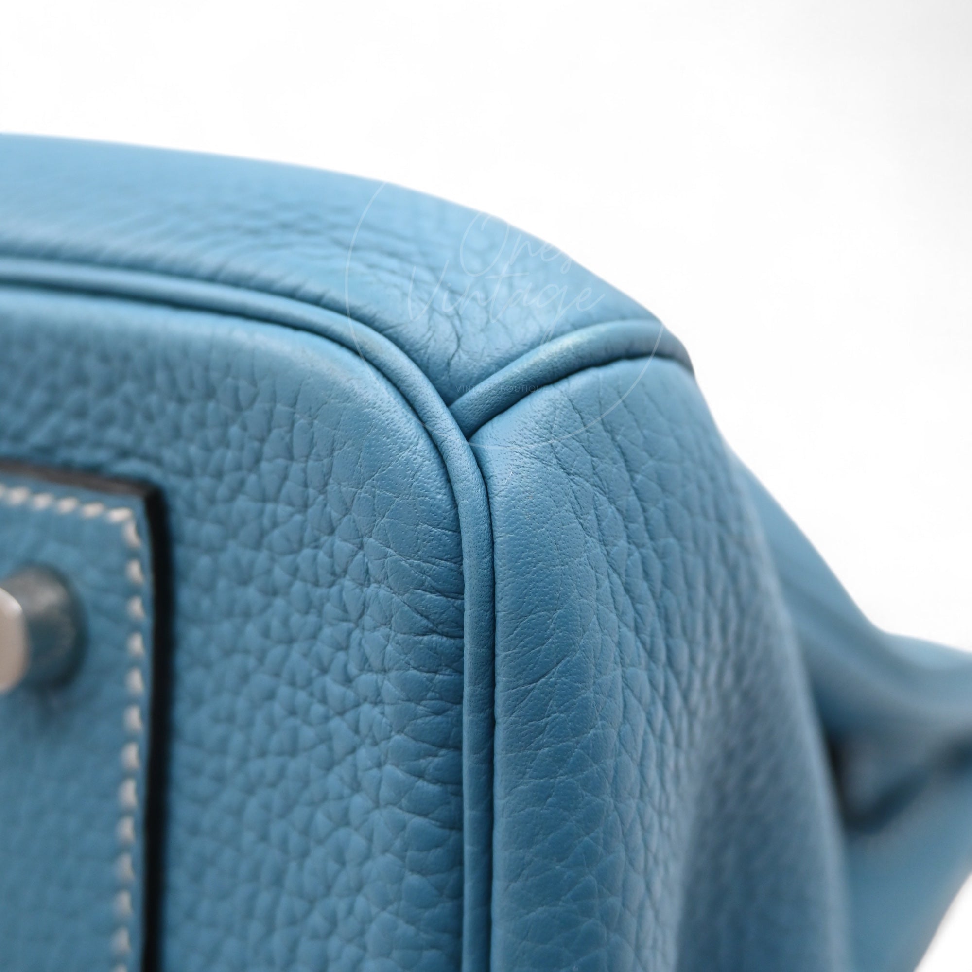 [Pre-owned] Hermes Shoulder Birkin Denim Blue Togo PHW Stamp Square M