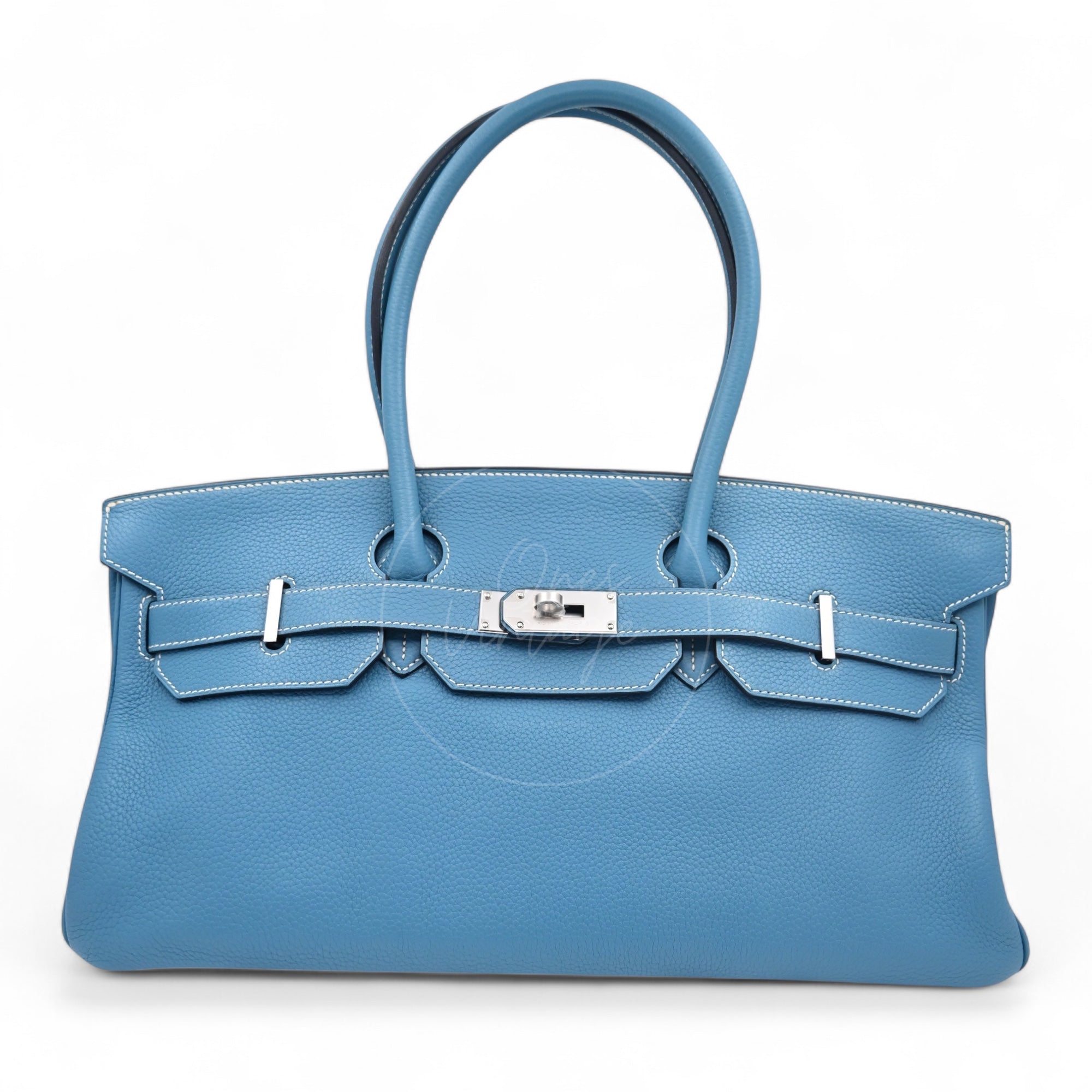 [Pre-owned] Hermes Shoulder Birkin Denim Blue Togo PHW Stamp Square M