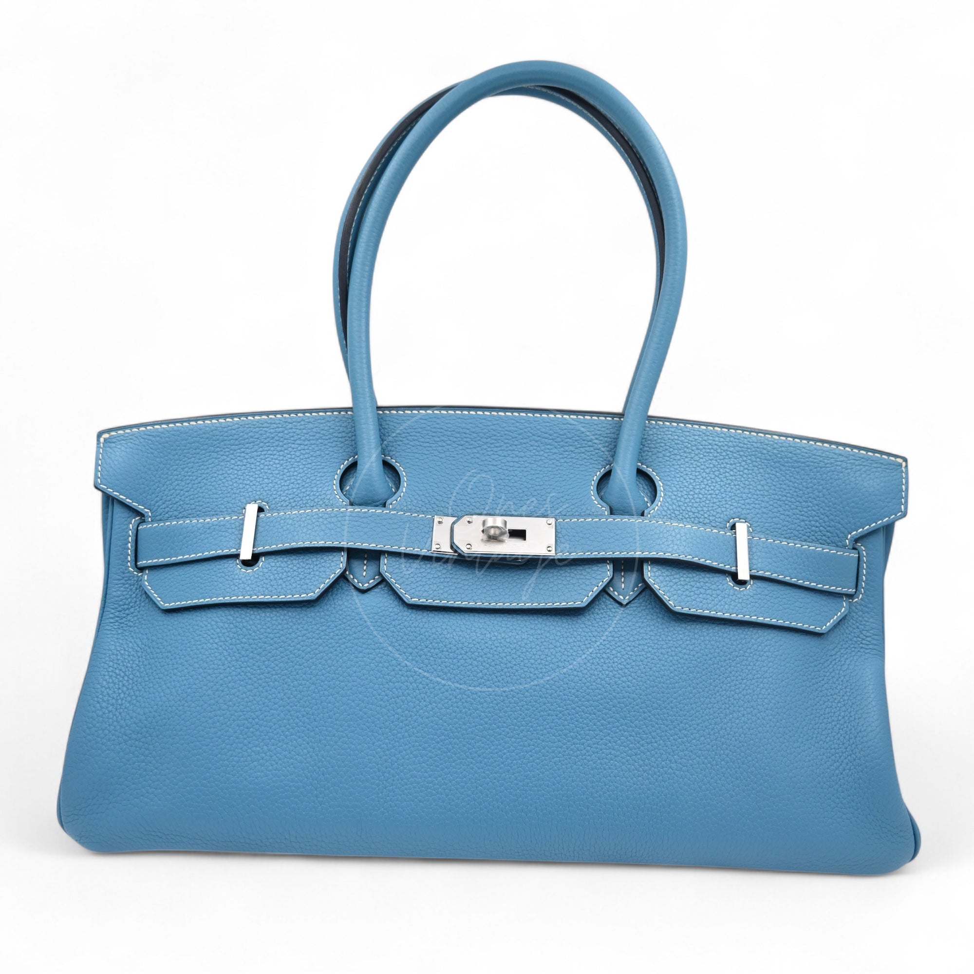 [Pre-owned] Hermes Shoulder Birkin Denim Blue Togo PHW Stamp Square M