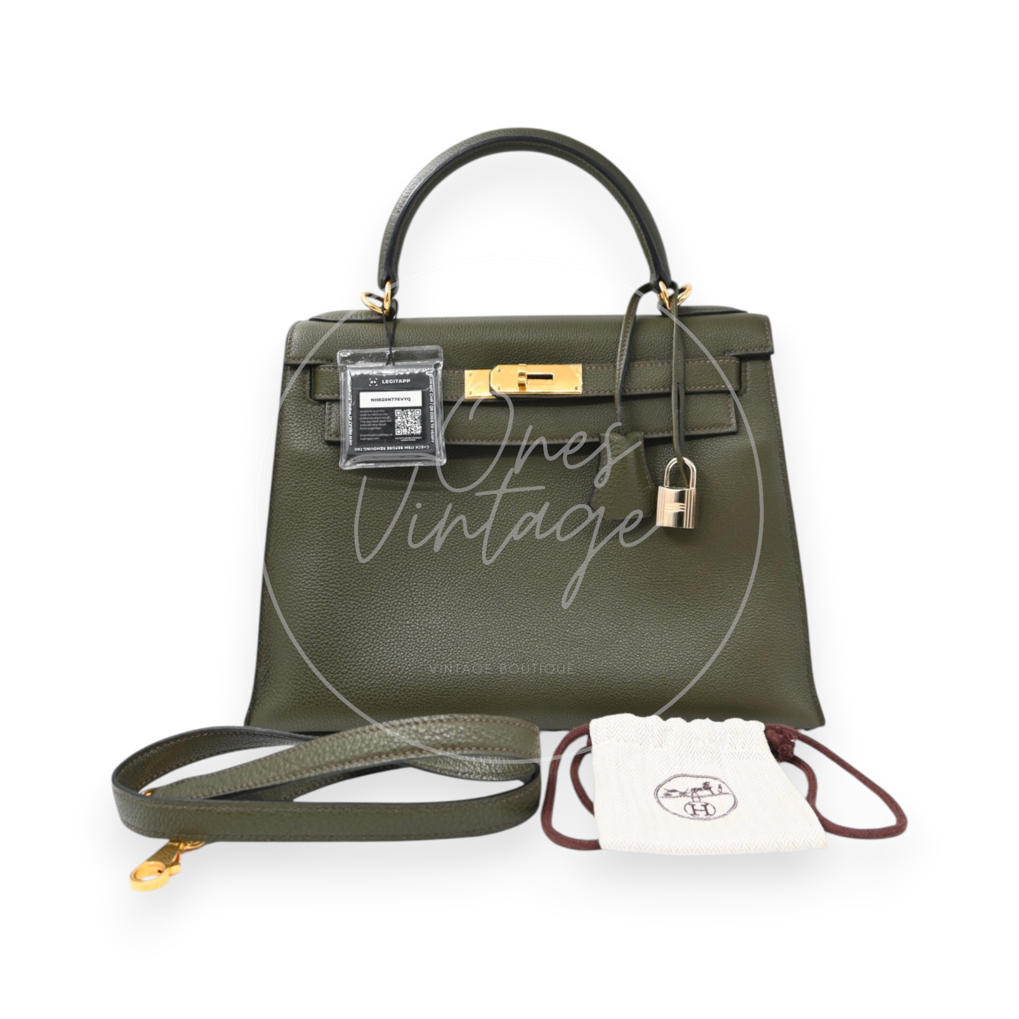 Hermès Kelly 28 Handbag Togo Vert Maquis GHW Square H