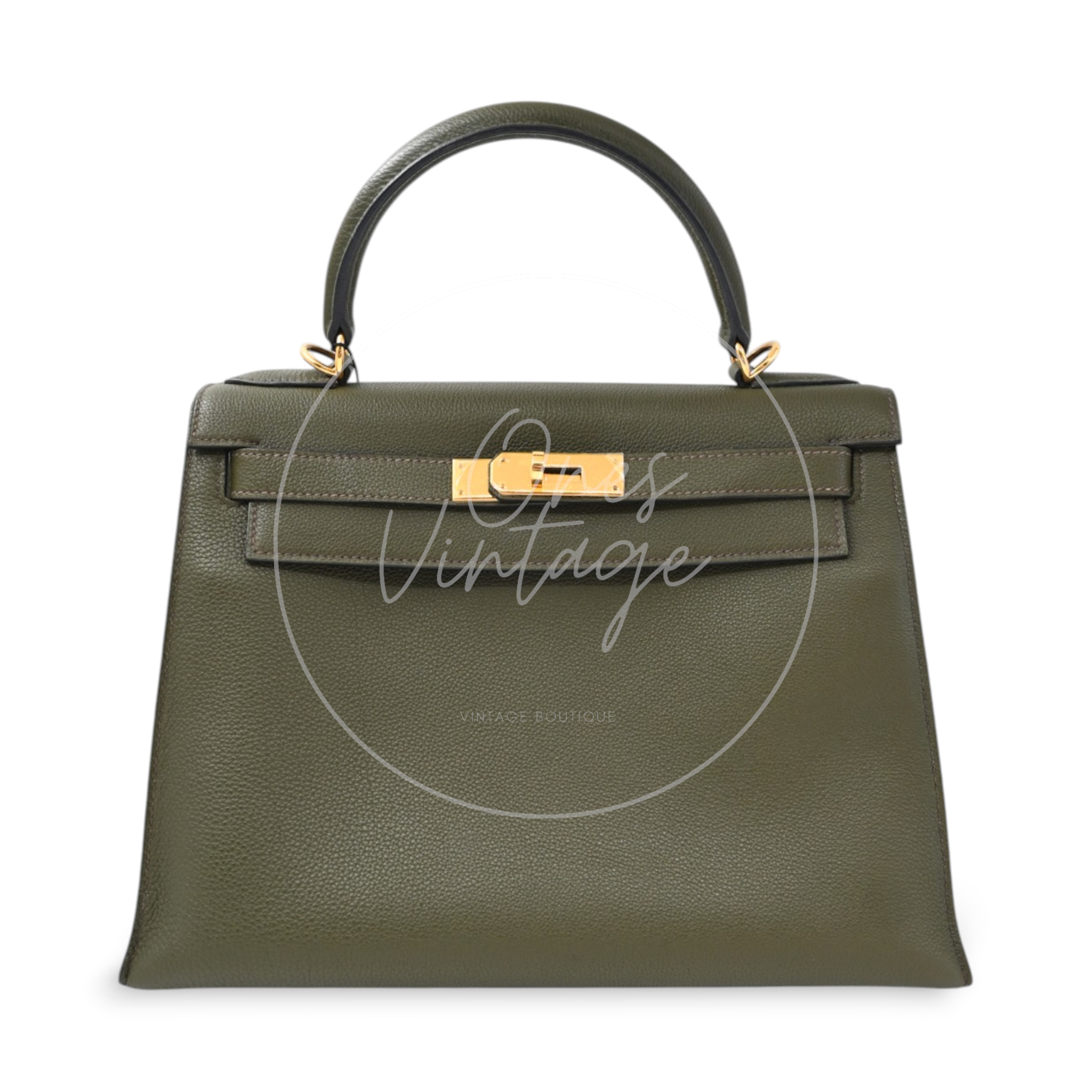 Hermès Kelly 28 Handbag Togo Vert Maquis GHW Square H