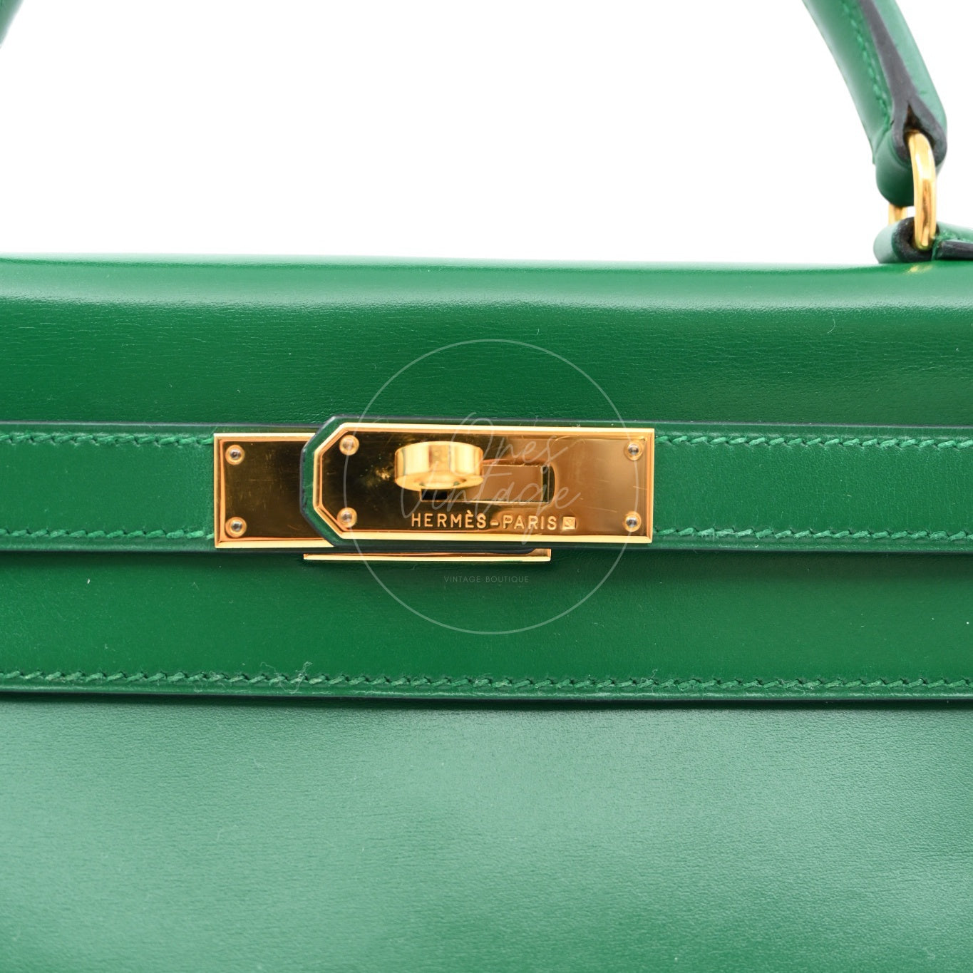 [Pre-owned] Hermes Kelly 28 Dark Green Box GHW Stamp Square B