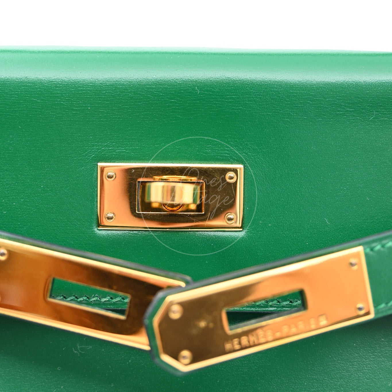 [Pre-owned] Hermes Kelly 28 Dark Green Box GHW Stamp Square B
