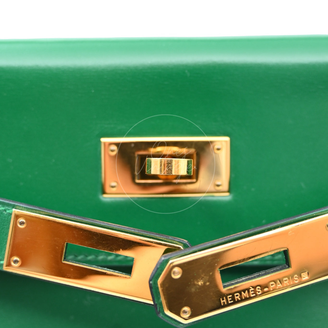 [Pre-owned] Hermes Kelly 28 Dark Green Box GHW Stamp Square B
