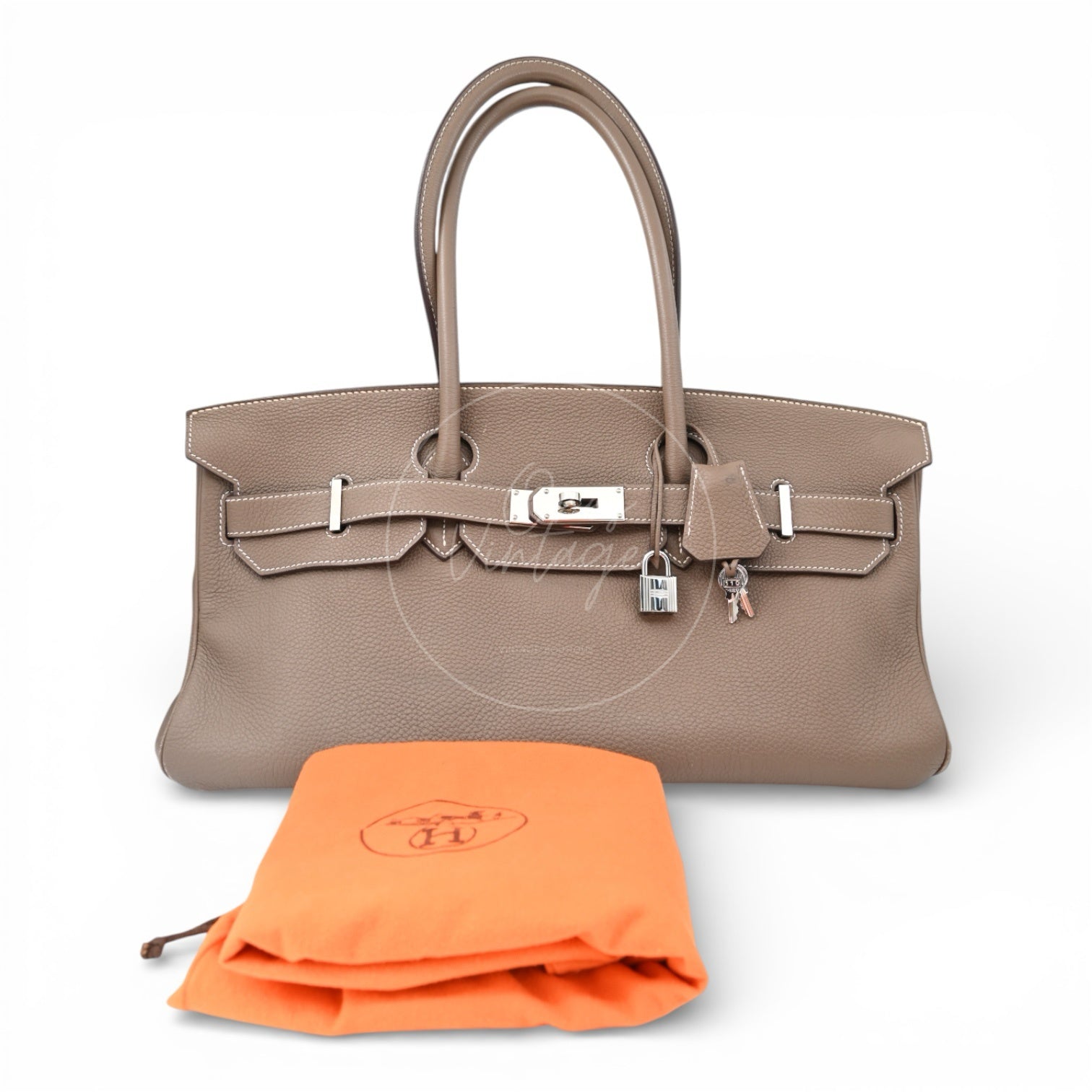 [Pre-owned] Hermes Shoulder Birkin Etoupe Square O PHW