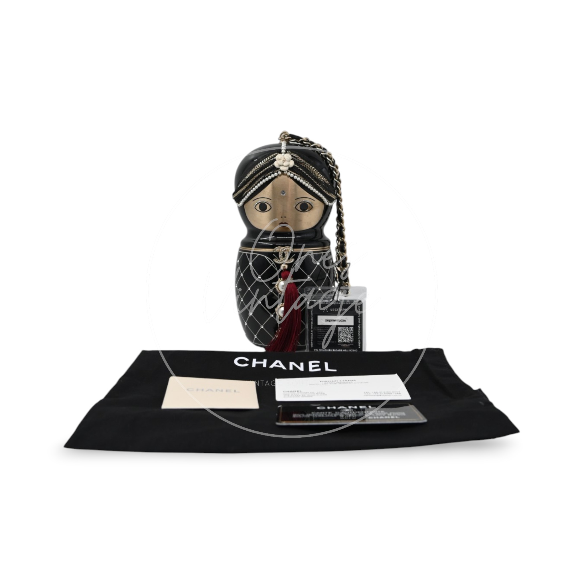 Chanel Paris-Bombay Métiers d'Art Matryoshka Doll Minaudière Black Resin GHW Black & Gold Series 16