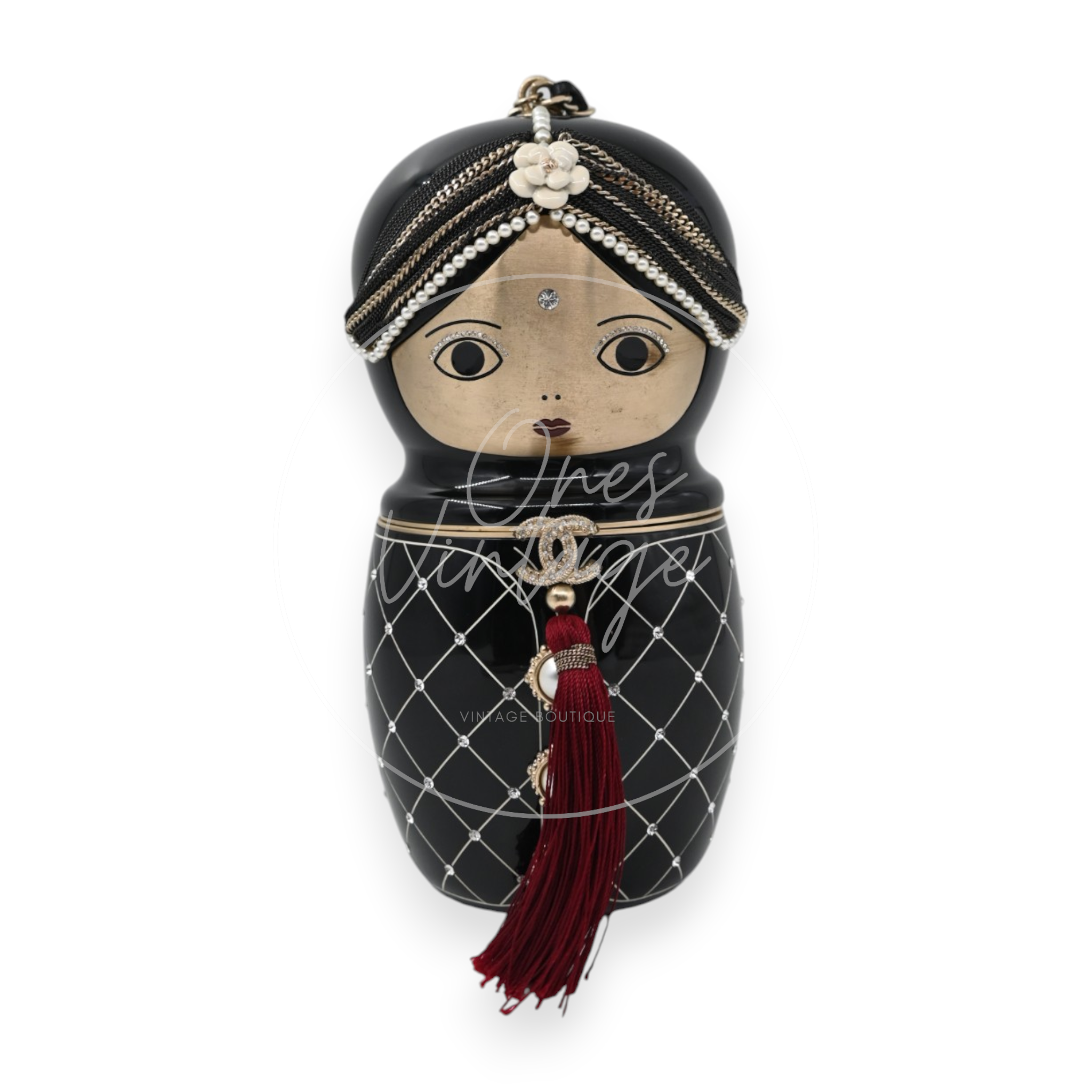 Chanel Paris-Bombay Métiers d'Art Matryoshka Doll Minaudière Black Resin GHW Black & Gold Series 16