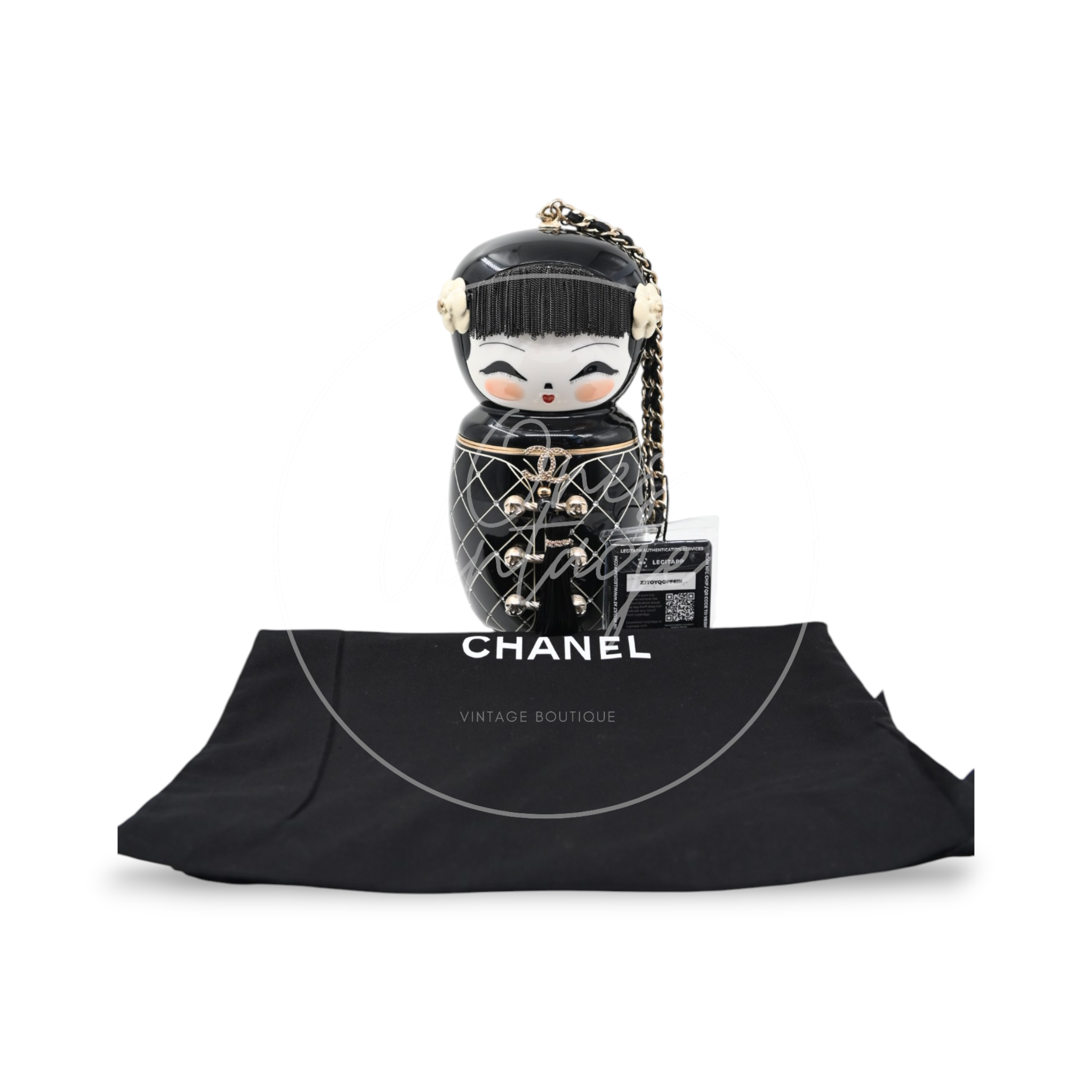 Chanel Resin Paris-Shanghai Doll Evening Bag GHW Black