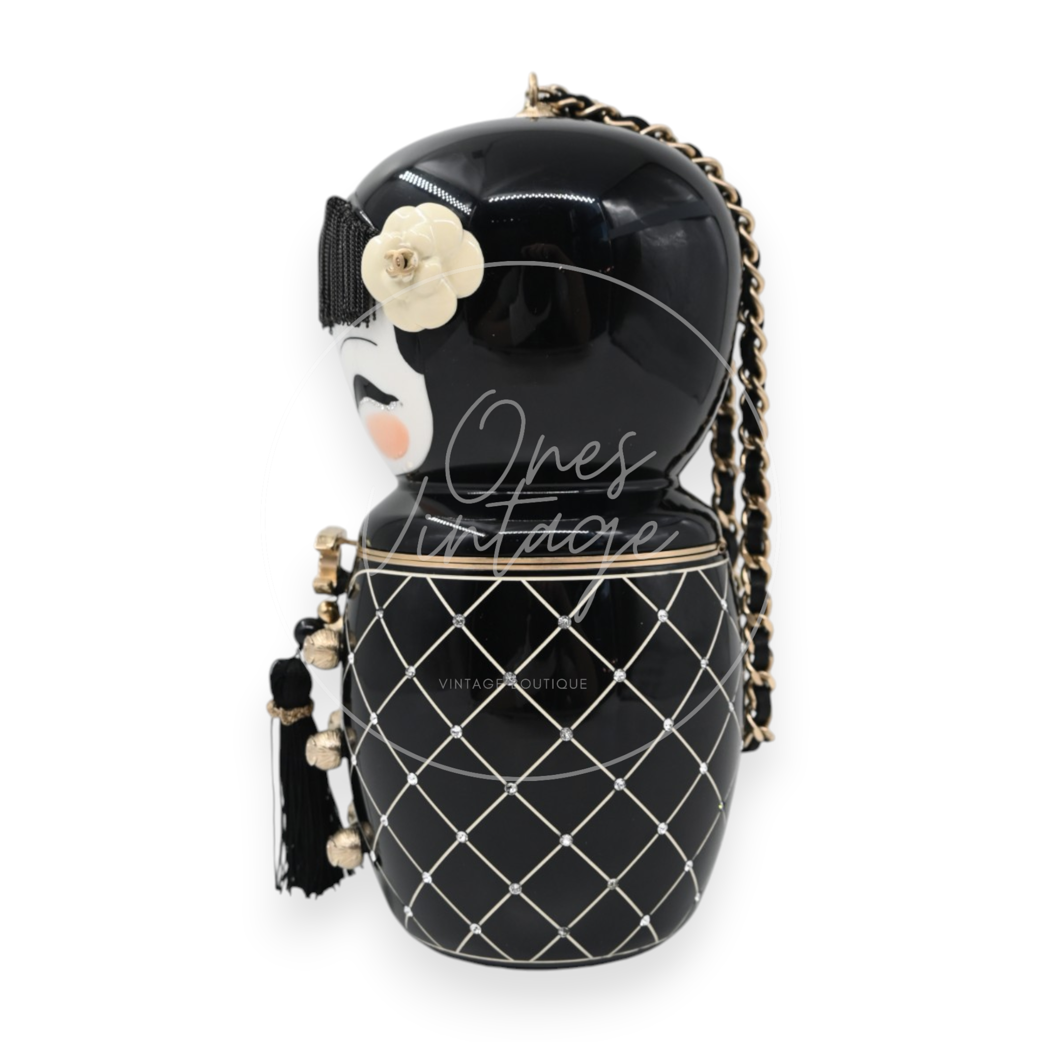 Chanel Resin Paris-Shanghai Doll Evening Bag GHW Black