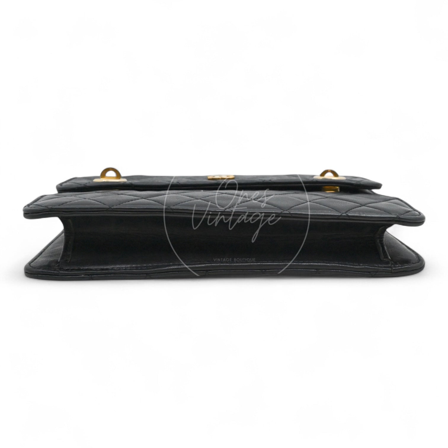 [Pre-owned] Chanel Black Quilted Aged Calfskin Double CC Turn-Lock Mini Briefcase Bag