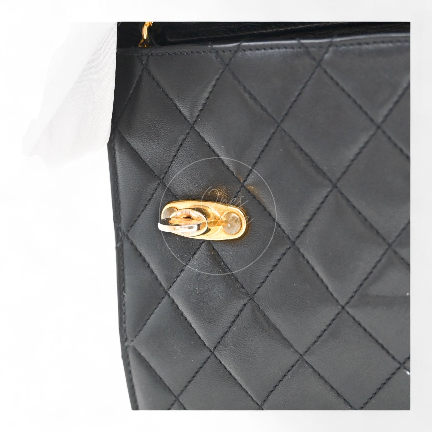 [Pre-owned] Chanel Black Quilted Aged Calfskin Double CC Turn-Lock Mini Briefcase Bag