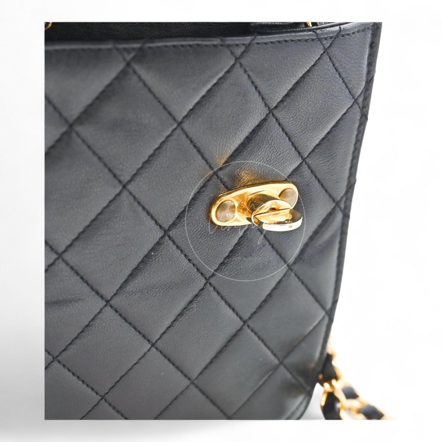 [Pre-owned] Chanel Black Quilted Aged Calfskin Double CC Turn-Lock Mini Briefcase Bag