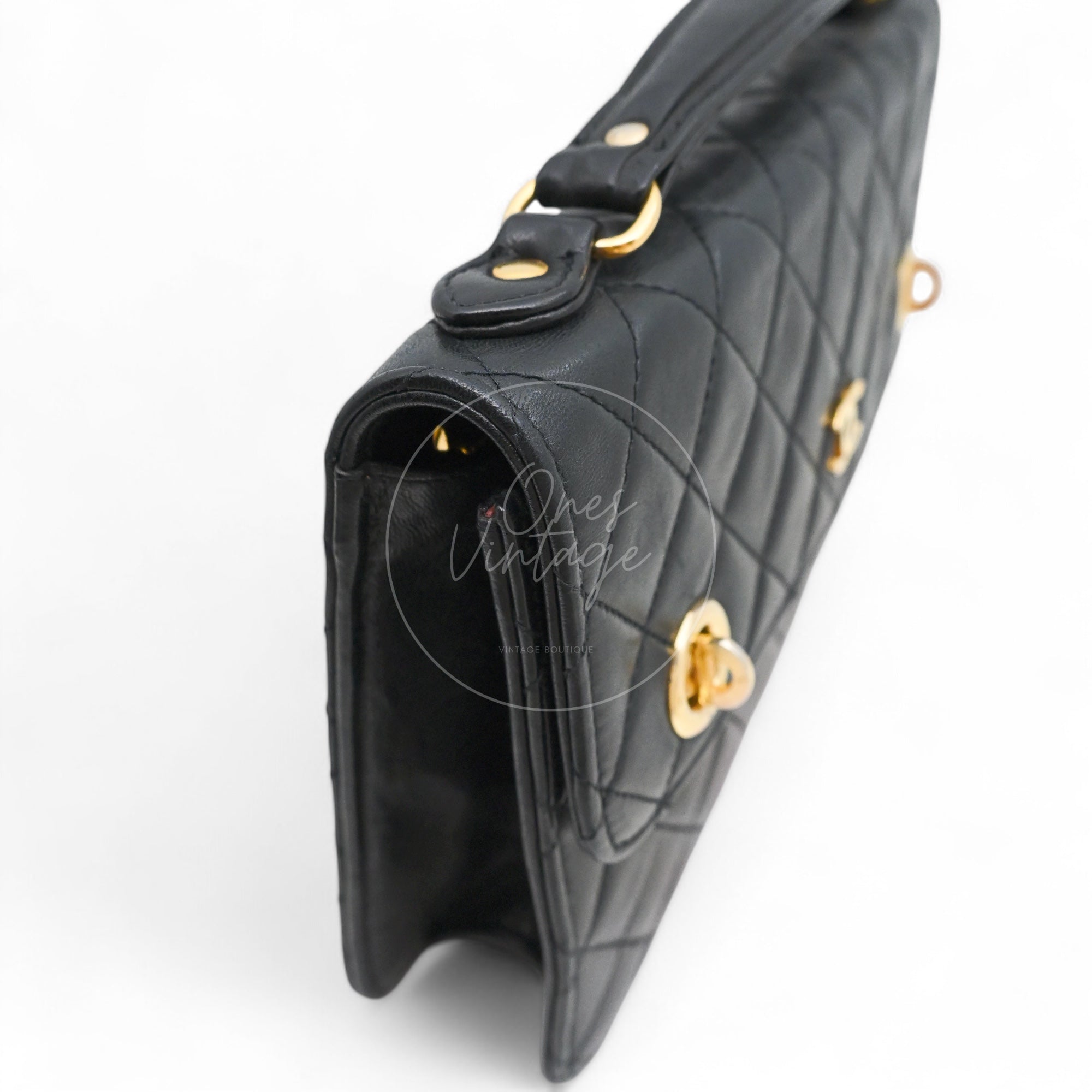 [Pre-owned] Chanel Black Quilted Aged Calfskin Double CC Turn-Lock  Mini Briefcase Bag