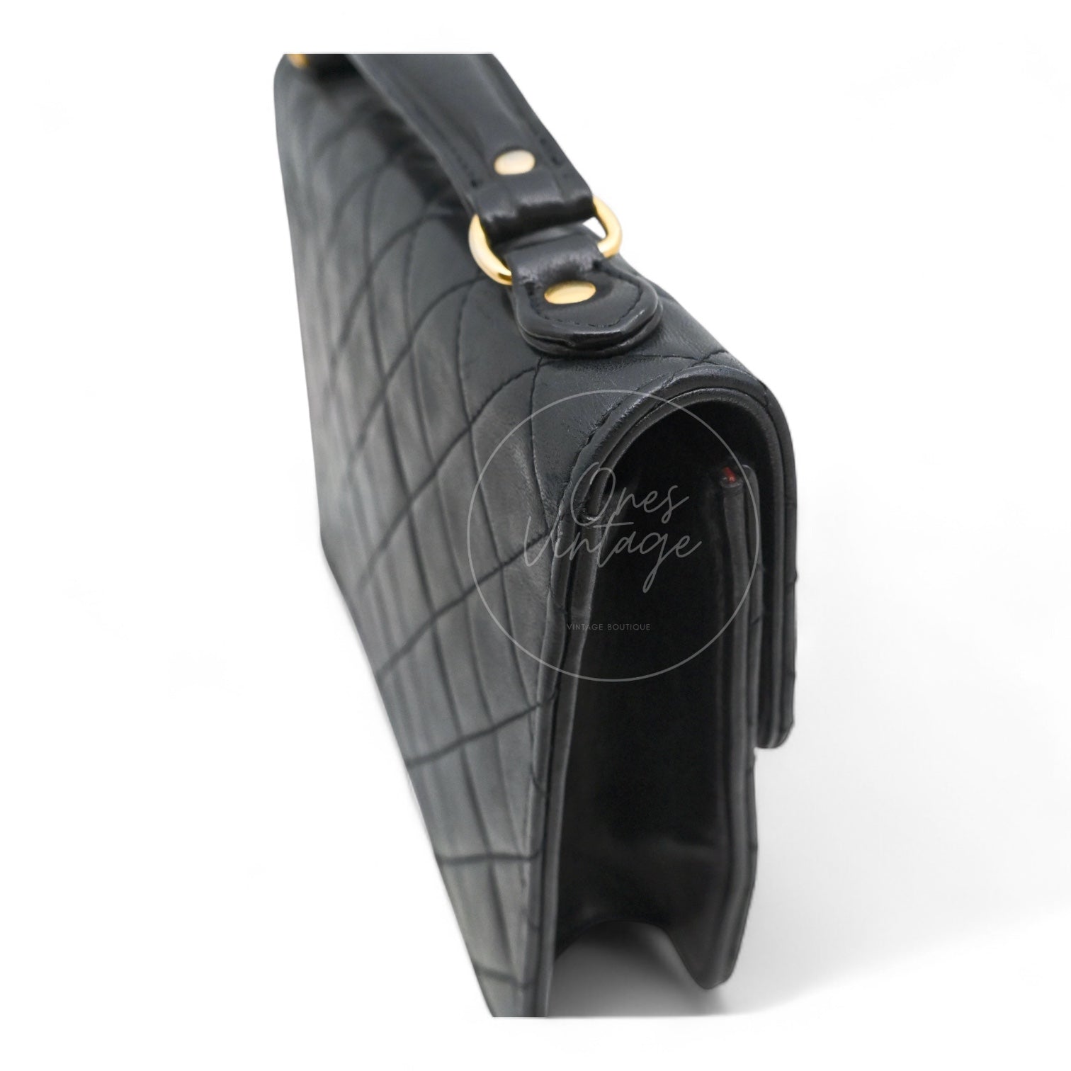 [Pre-owned] Chanel Black Quilted Aged Calfskin Double CC Turn-Lock Mini Briefcase Bag