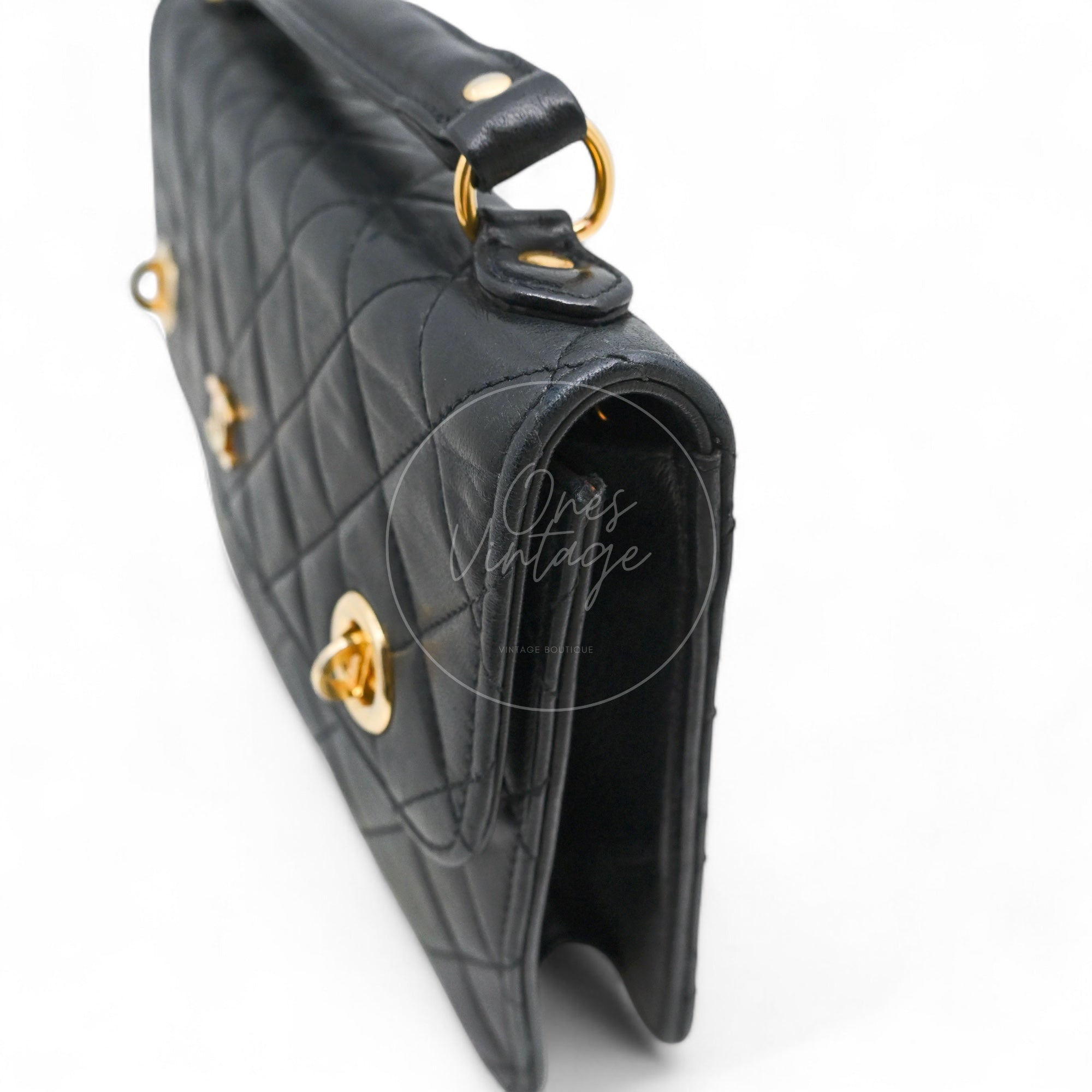 [Pre-owned] Chanel Black Quilted Aged Calfskin Double CC Turn-Lock  Mini Briefcase Bag