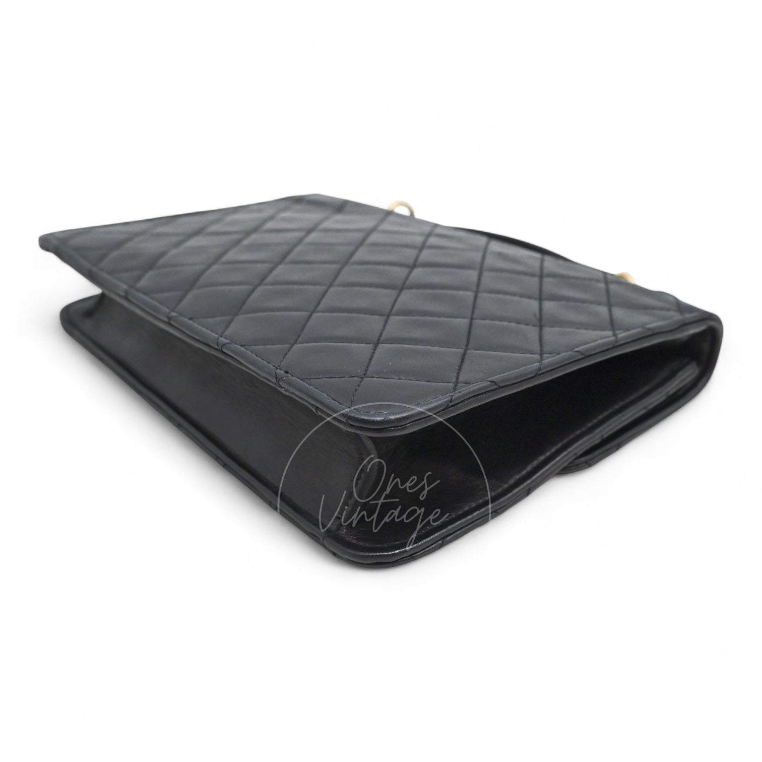 [Pre-owned] Chanel Black Quilted Aged Calfskin Double CC Turn-Lock Mini Briefcase Bag