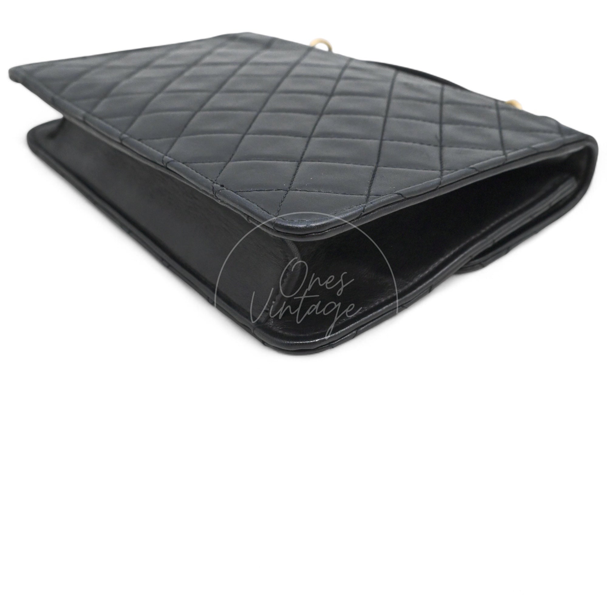 [Pre-owned] Chanel Black Quilted Aged Calfskin Double CC Turn-Lock  Mini Briefcase Bag