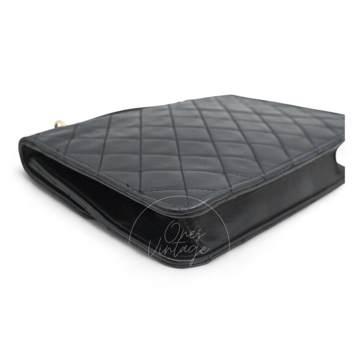 [Pre-owned] Chanel Black Quilted Aged Calfskin Double CC Turn-Lock Mini Briefcase Bag