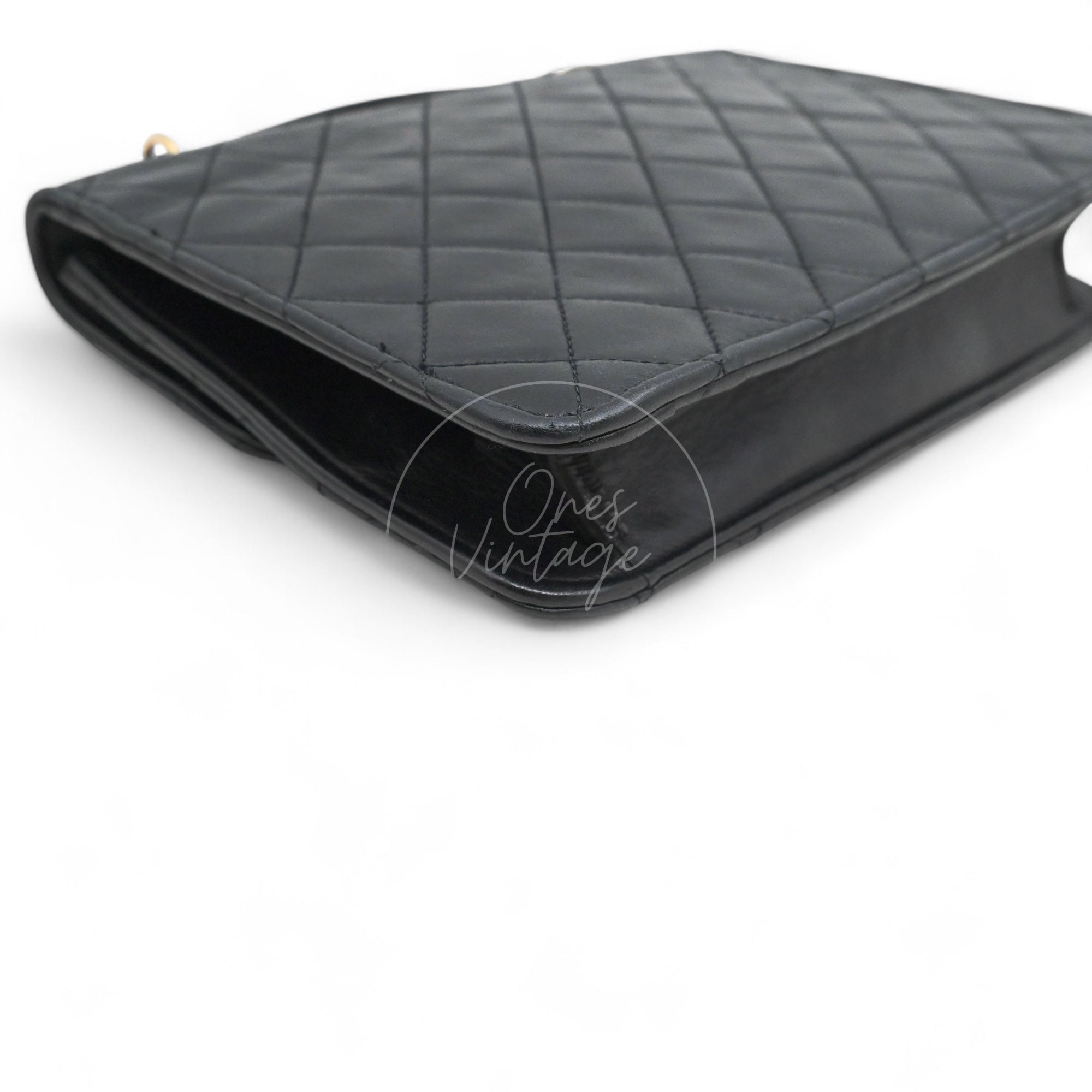 [Pre-owned] Chanel Black Quilted Aged Calfskin Double CC Turn-Lock  Mini Briefcase Bag
