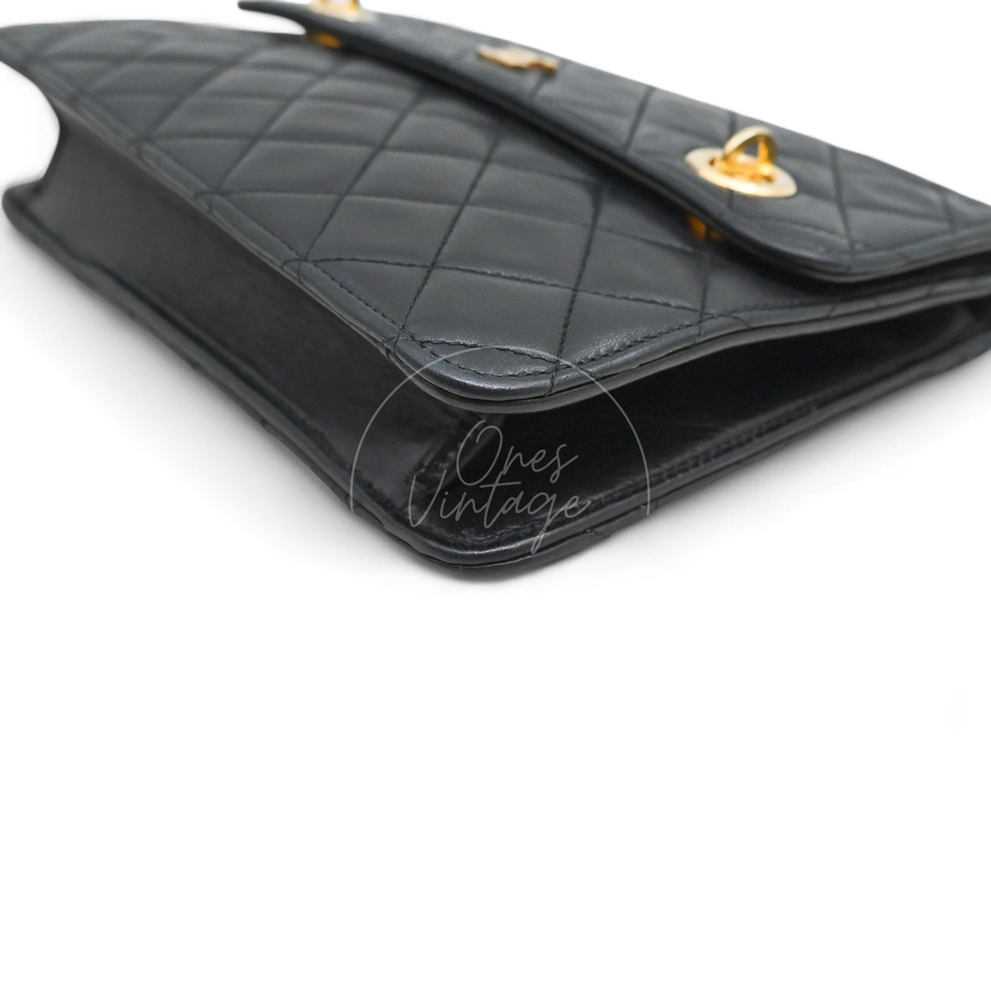 [Pre-owned] Chanel Black Quilted Aged Calfskin Double CC Turn-Lock  Mini Briefcase Bag