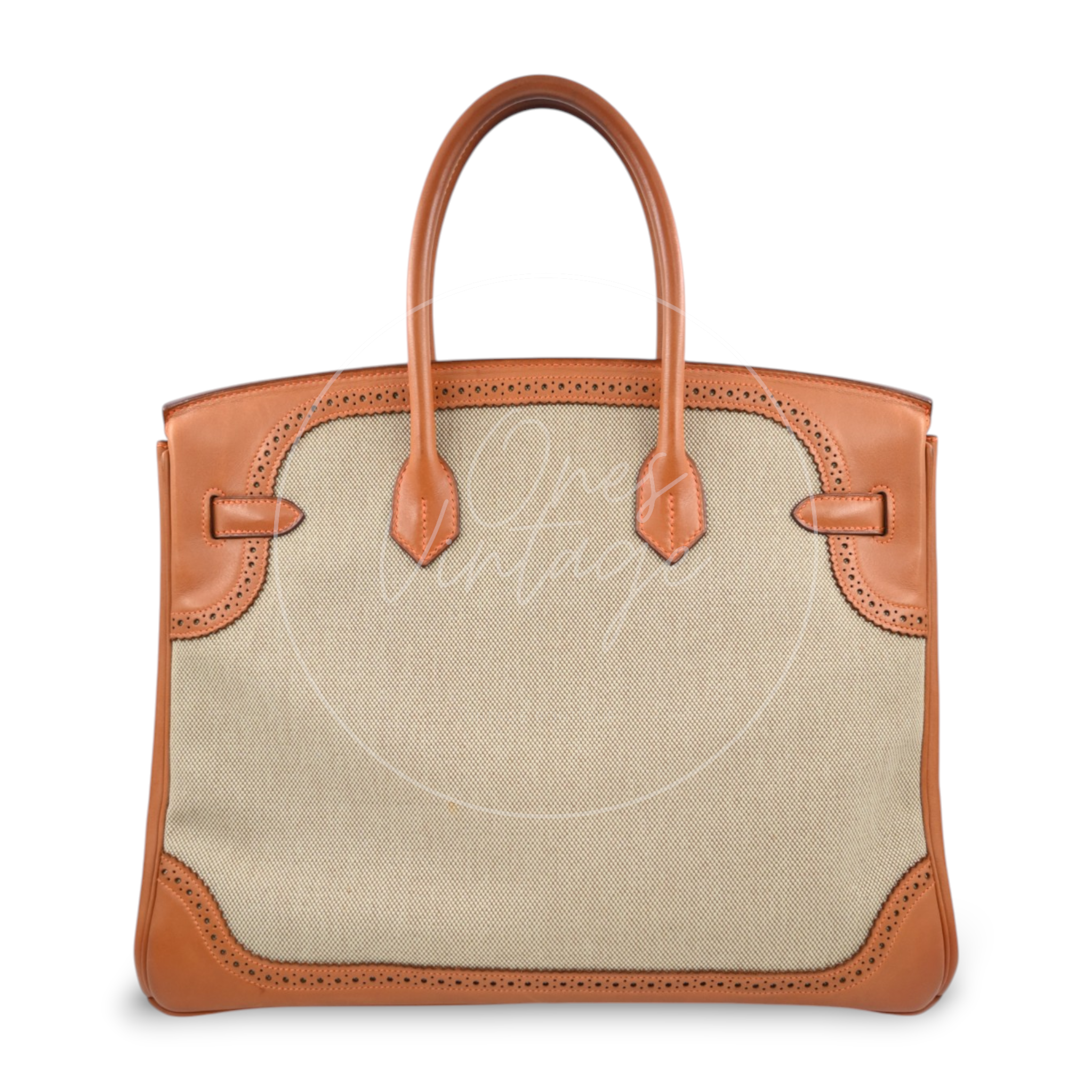 Hermes Birkin 35 Fabrics x Barenia GHW Beige Brown Square P