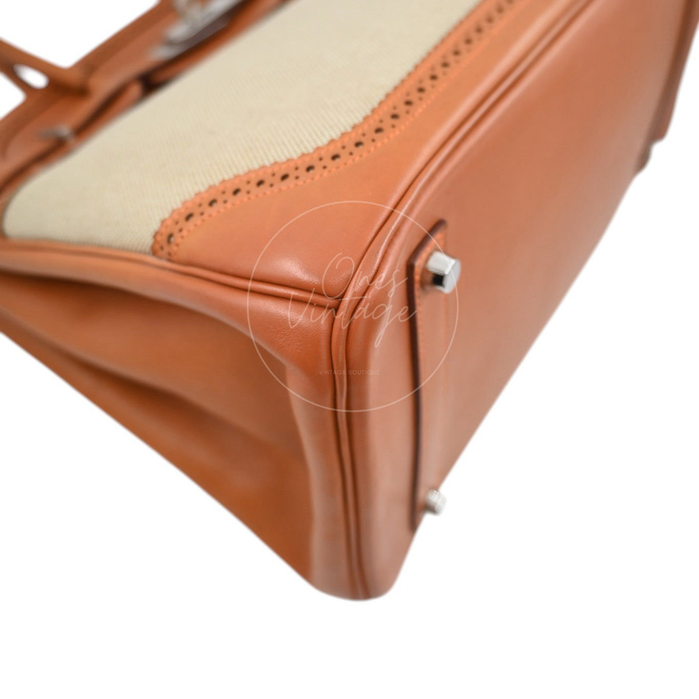 Hermes Birkin 35 Fabrics x Barenia GHW Beige Brown Square P