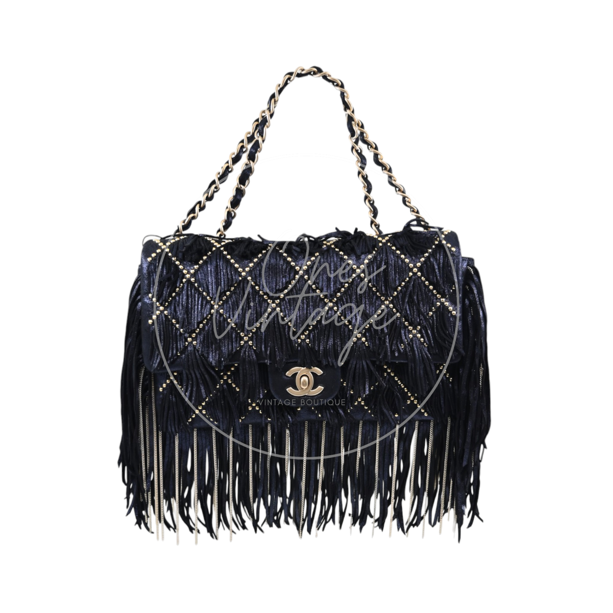 Chanel Paris Dallas Fringe Calfskin Flap Bag GHW Navy Series 19 deposit link