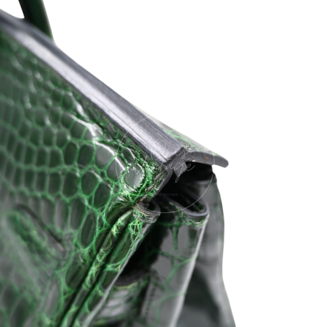 [Pre-owned] Hermes Birkin Shoulder Emerald Green Croco Stamp Square I