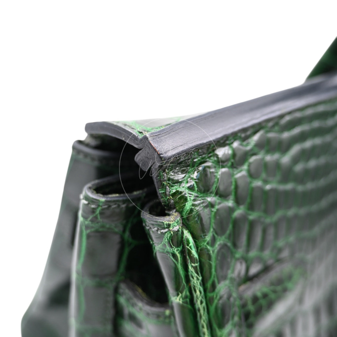 [Pre-owned] Hermes Birkin Shoulder Emerald Green Croco Stamp Square I