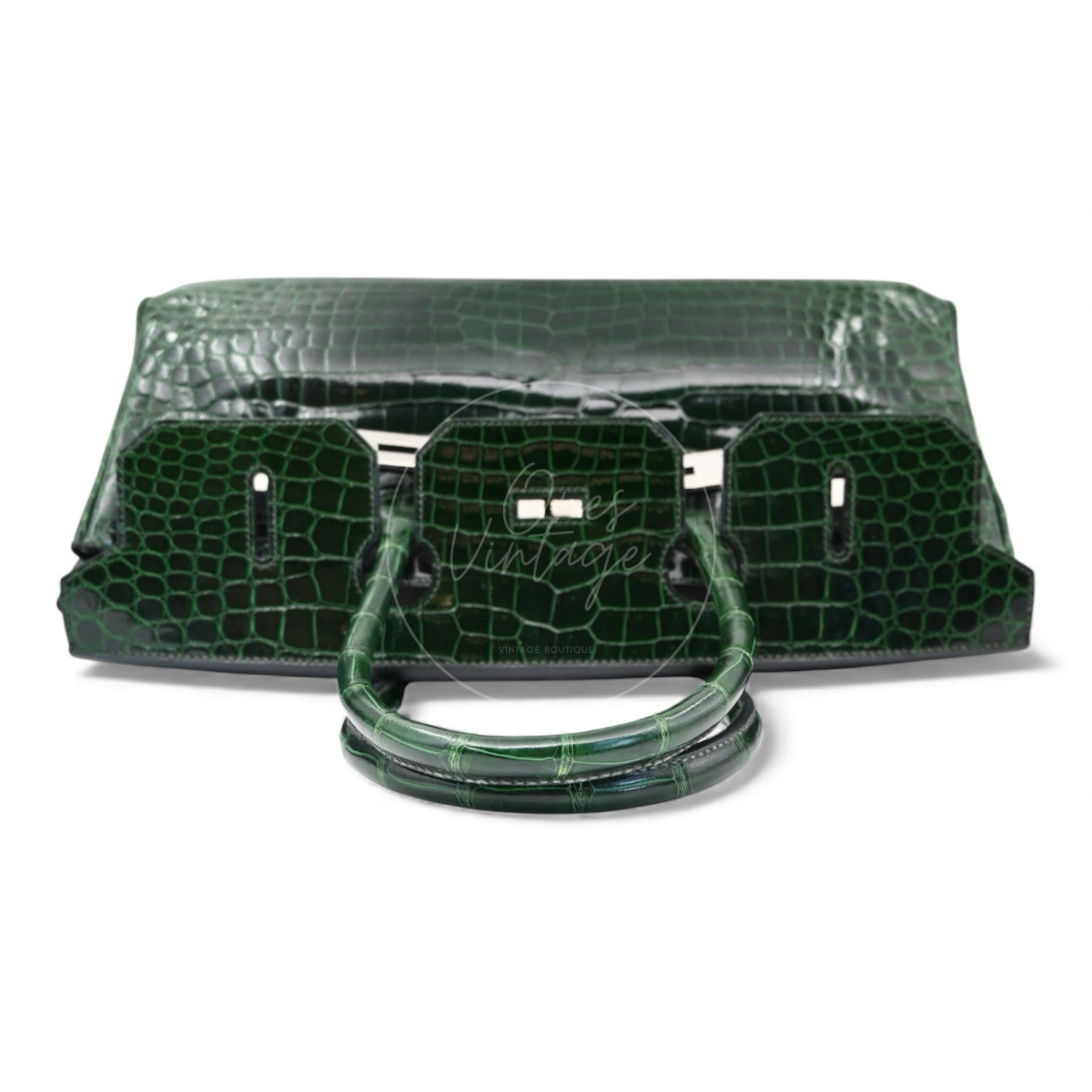 [Pre-owned] Hermes Birkin Shoulder Emerald Green Croco Stamp Square I