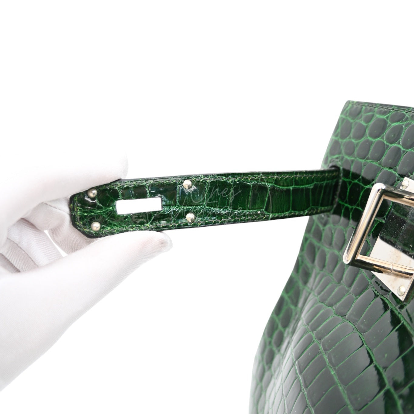 [Pre-owned] Hermes Birkin Shoulder Emerald Green Croco Stamp Square I