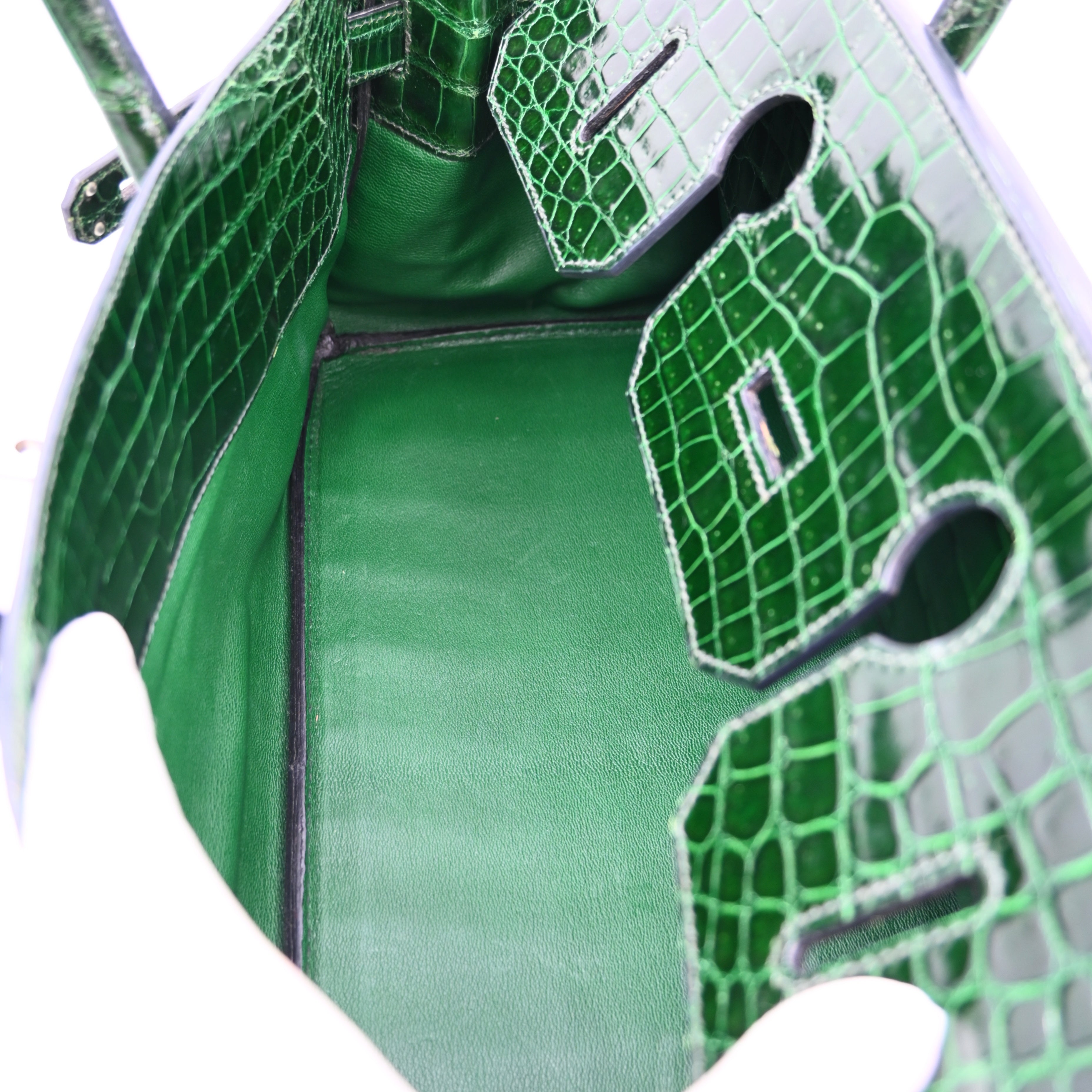 [Pre-owned] Hermes Birkin Shoulder Emerald Green Croco Stamp Square I