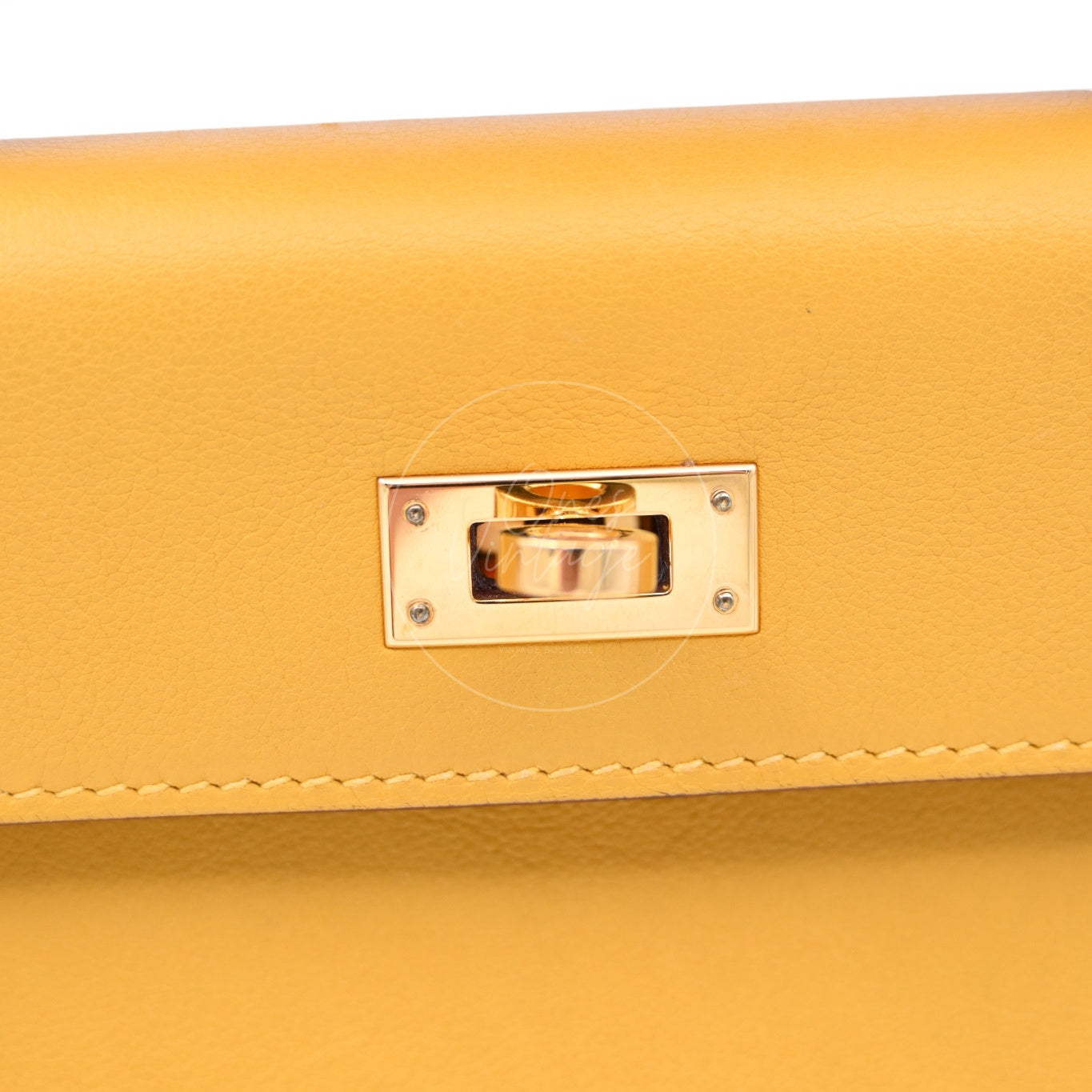 [Pre-owned] Hermes Kelly Cut Yellow Swift GHW Stamp Square O Handbag