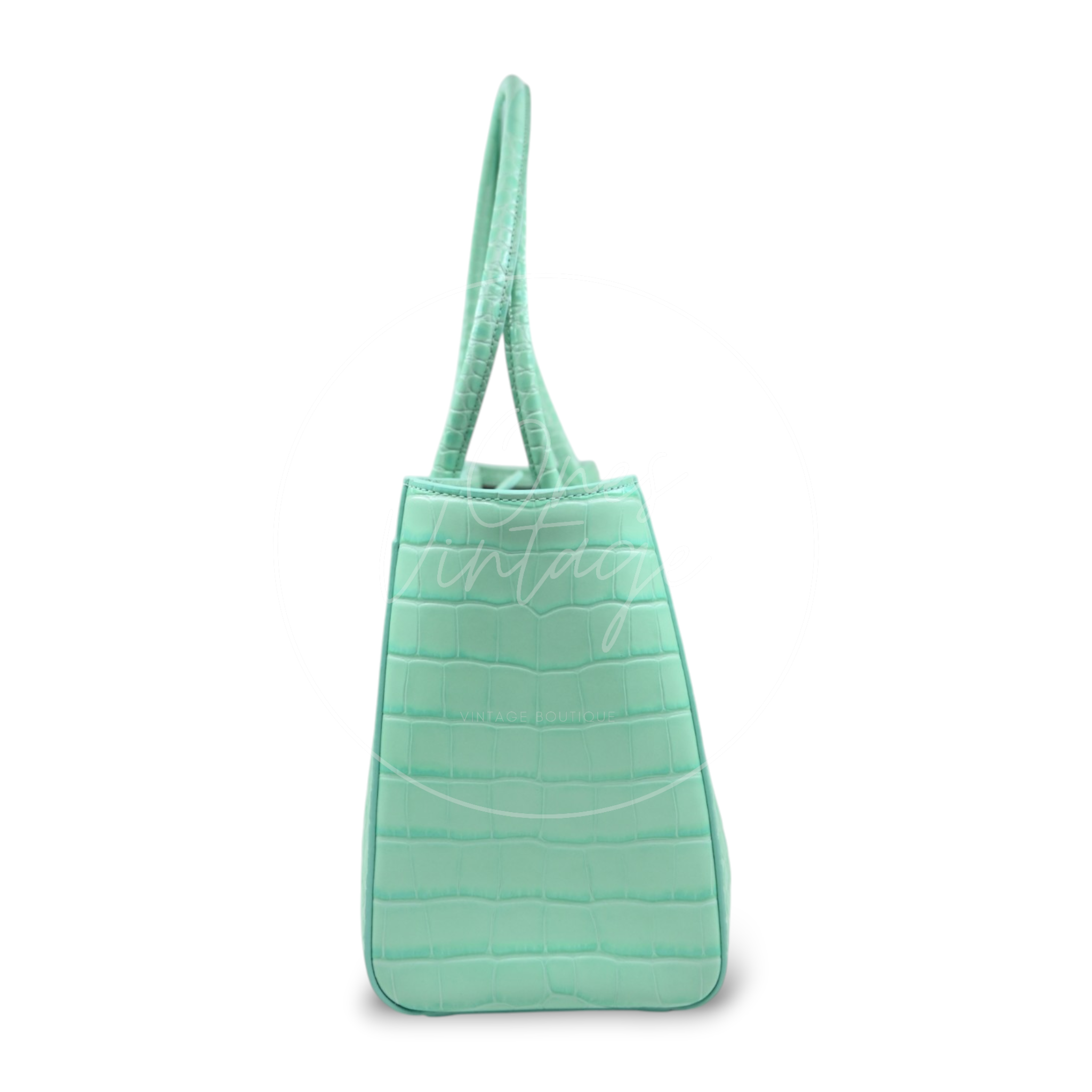 Chanel Cerf Crocodile Embossed Calfskin Tote Bag GHW Green Series L9