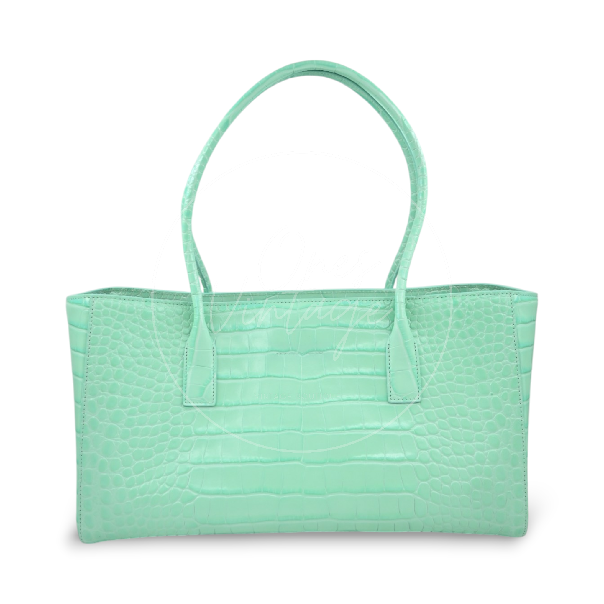 Chanel Cerf Crocodile Embossed Calfskin Tote Bag GHW Green Series L9